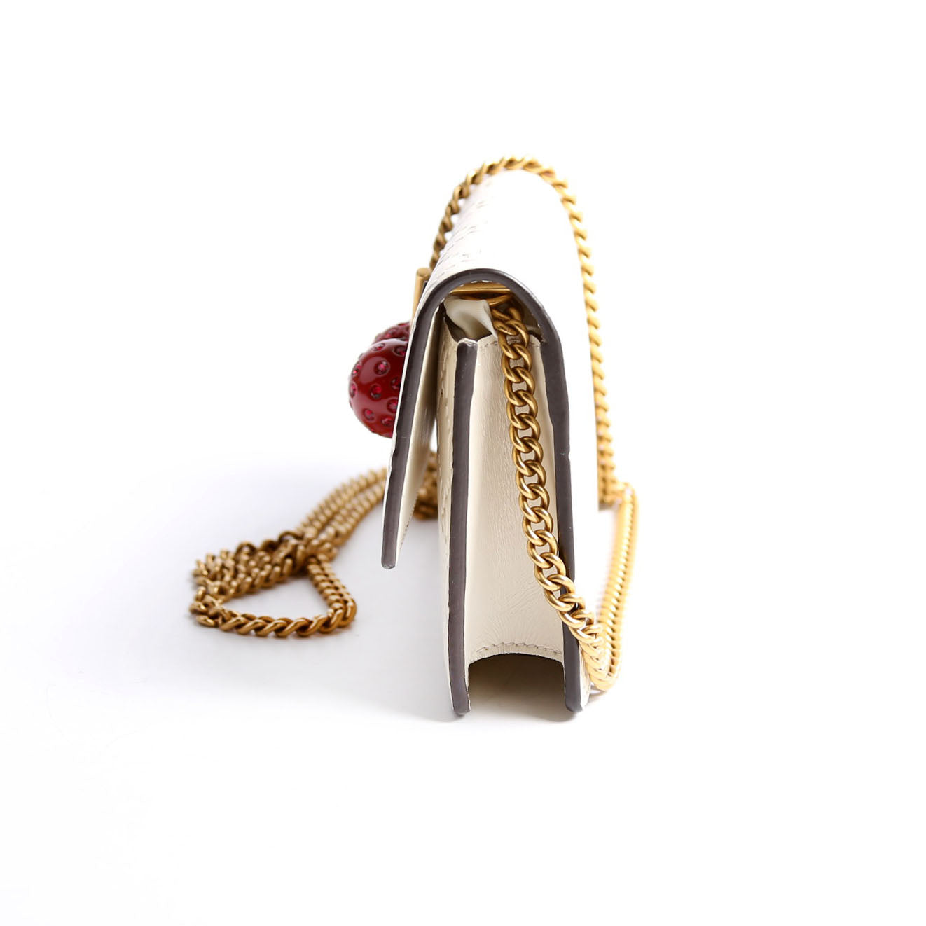 Gucci 481291 GG Leather Cherries Mini Bag Ivory/Red