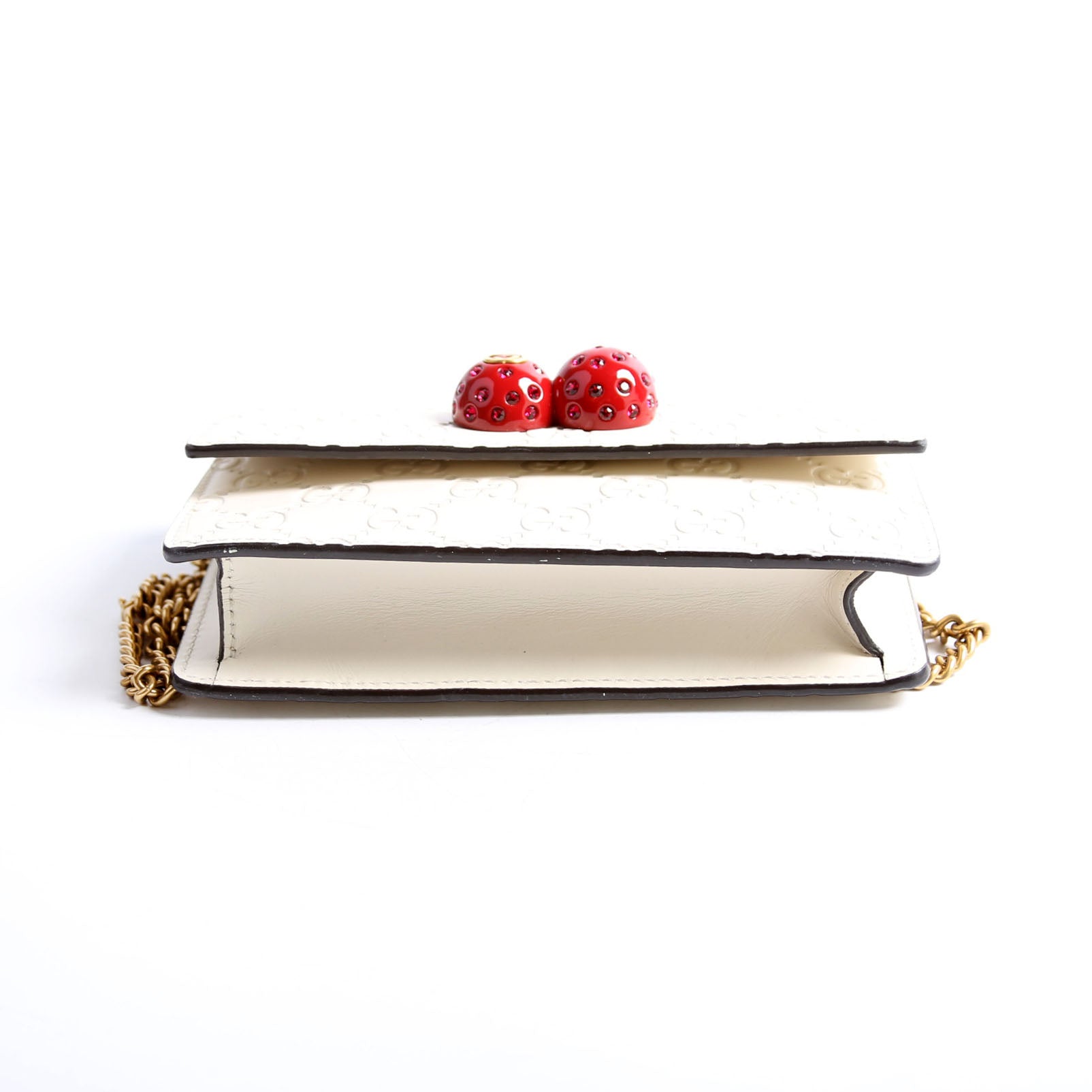 Gucci 481291 GG Leather Cherries Mini Bag Ivory/Red