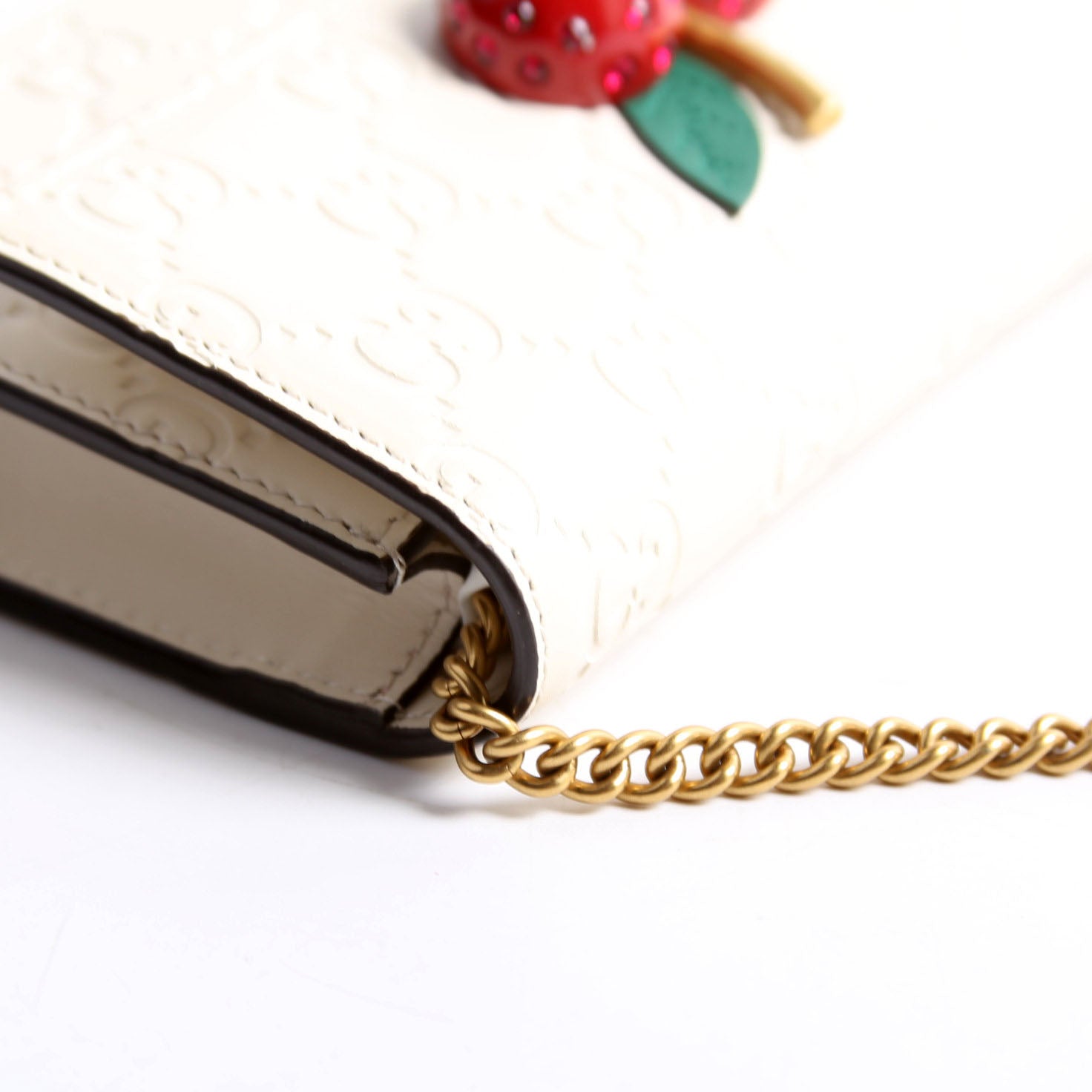Gucci 481291 GG Leather Cherries Mini Bag Ivory/Red