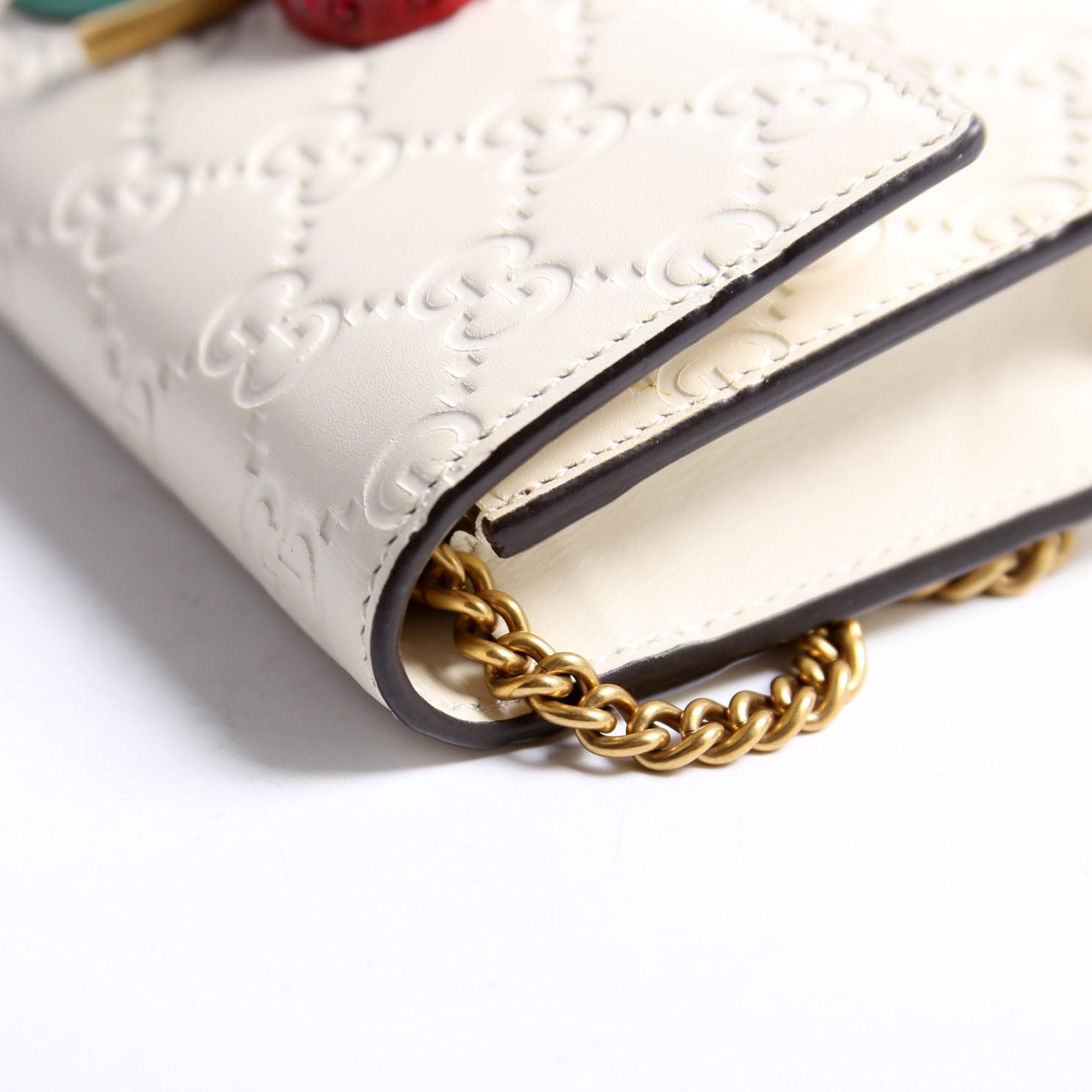 Gucci 481291 GG Leather Cherries Mini Bag Ivory/Red