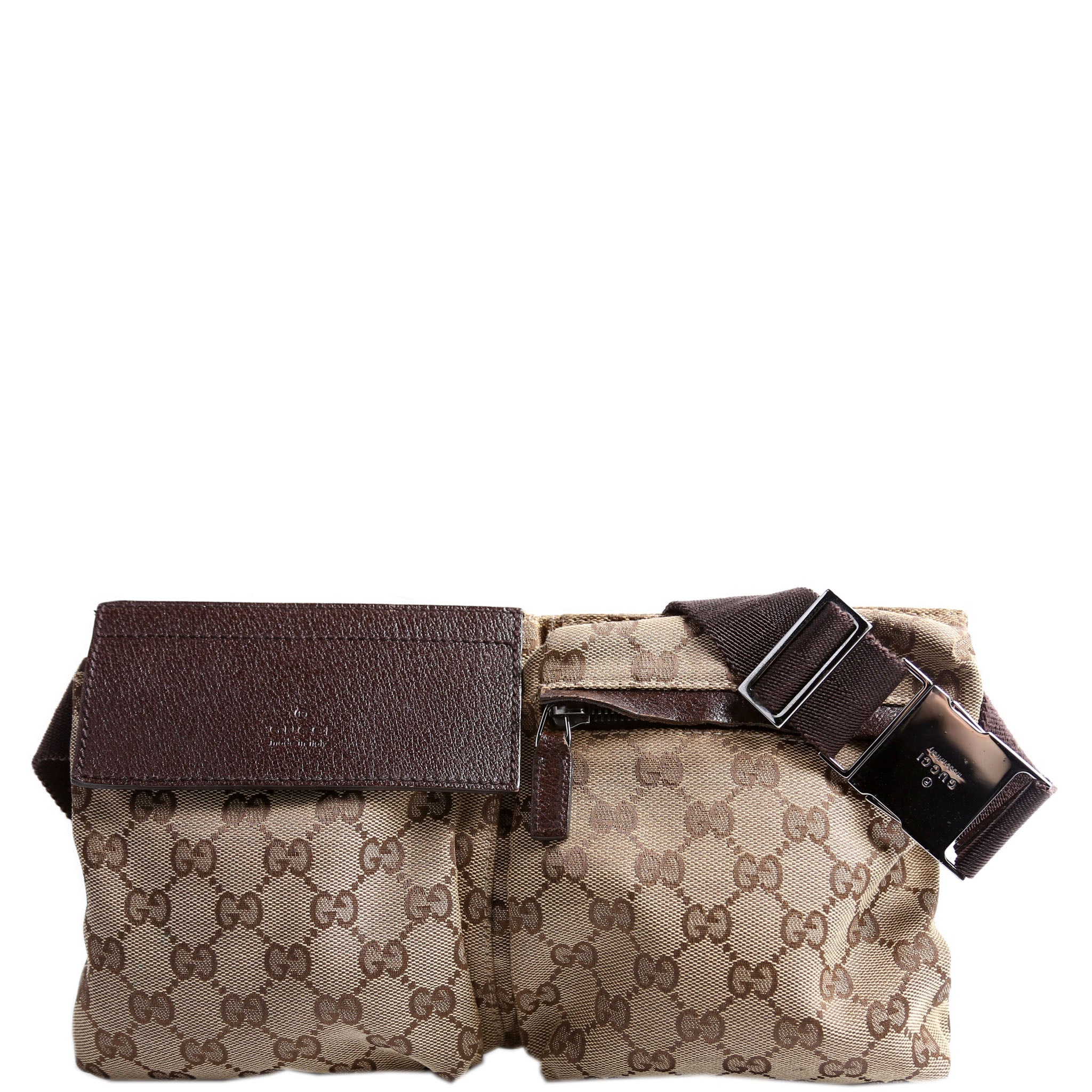 28566 GG Canvas Waist Bag Brown