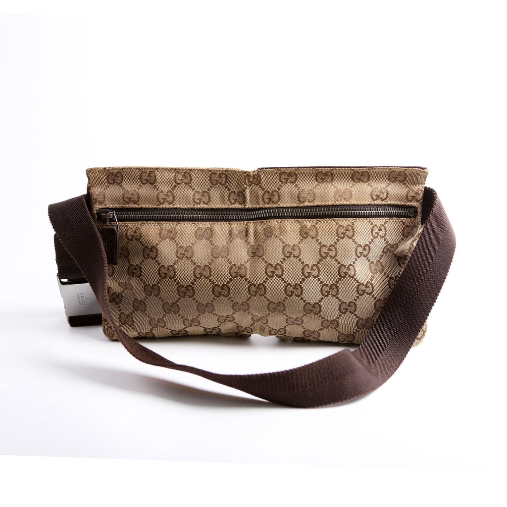 28566 GG Canvas Waist Bag Brown
