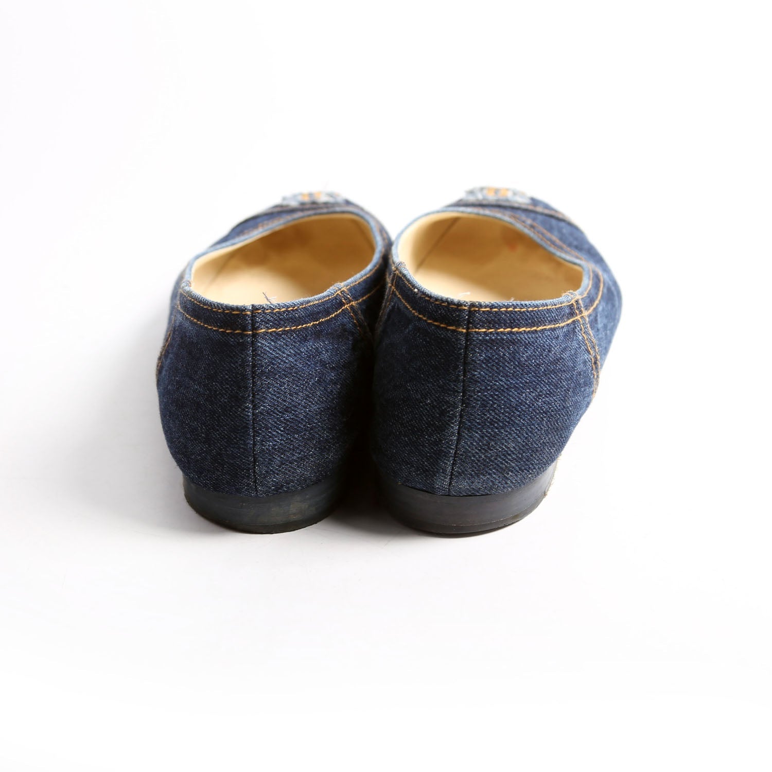 Cap Toe Ballet Flats Size 42 Denim