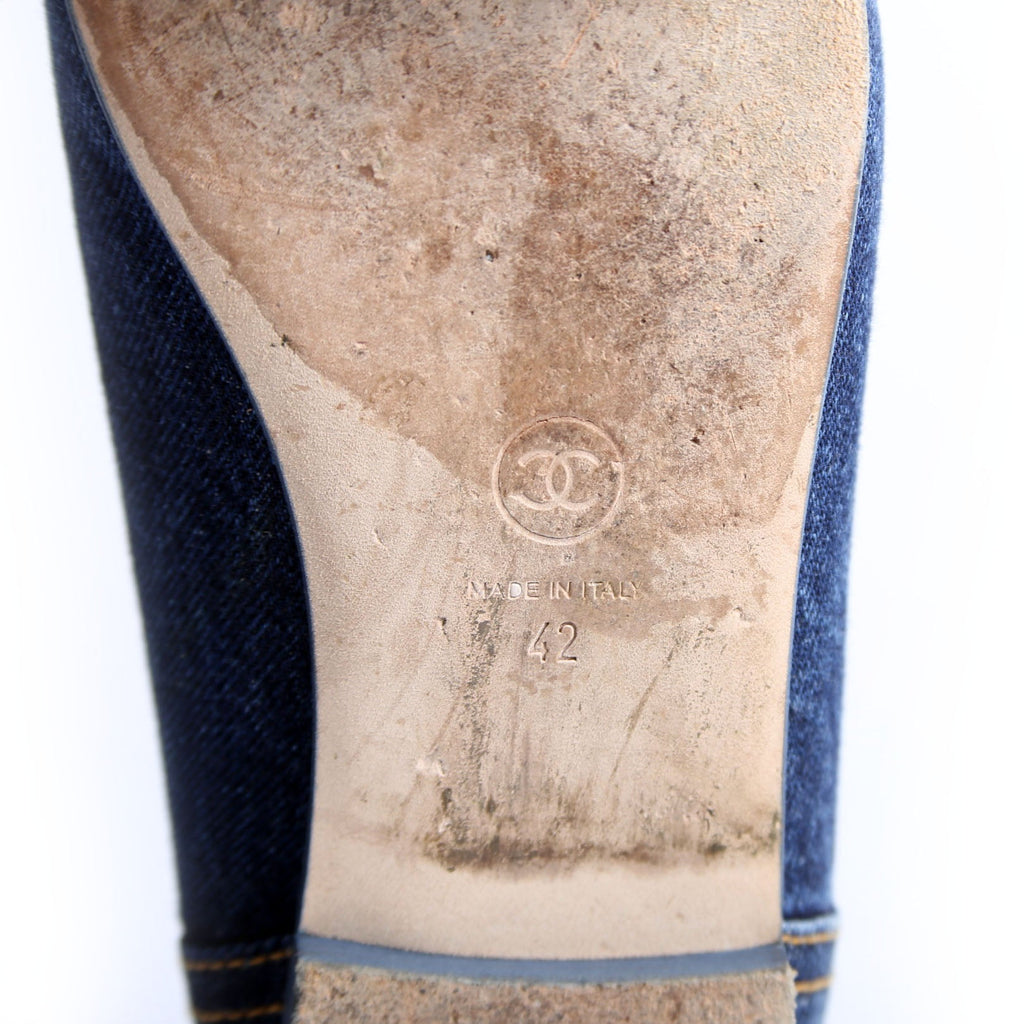 Cap Toe Ballet Flats Size 42 Denim