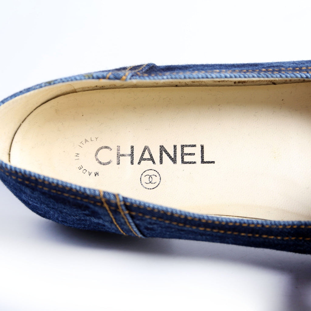 Cap Toe Ballet Flats Size 42 Denim