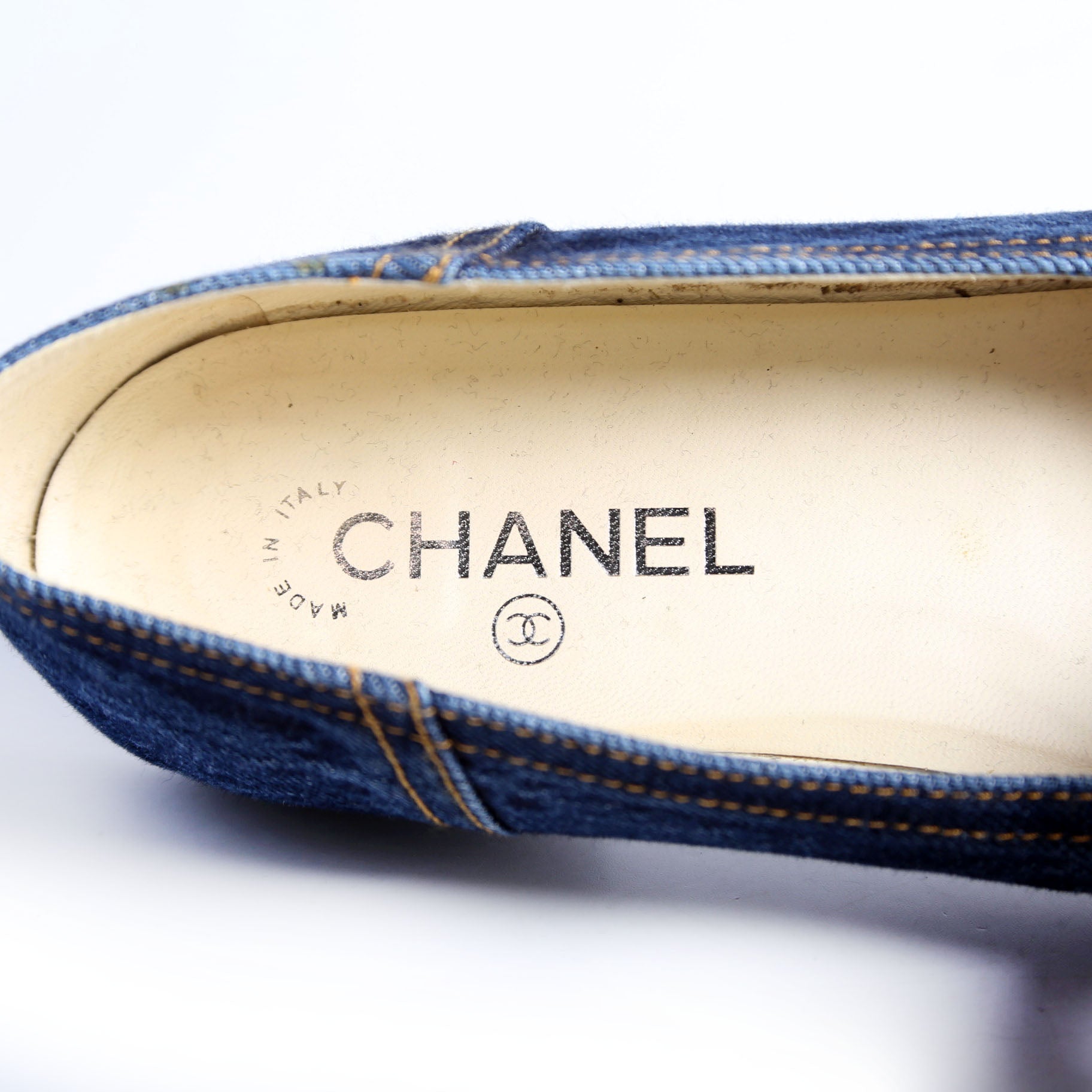 Cap Toe Ballet Flats Size 42 Denim