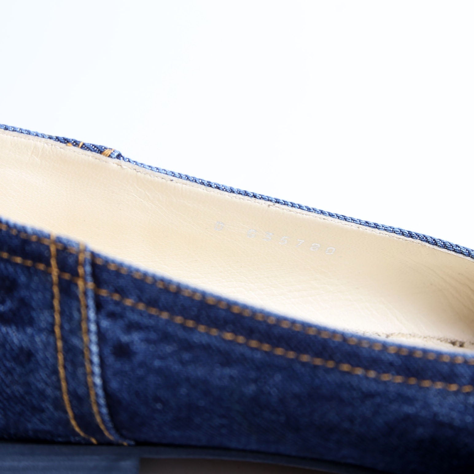 Cap Toe Ballet Flats Size 42 Denim
