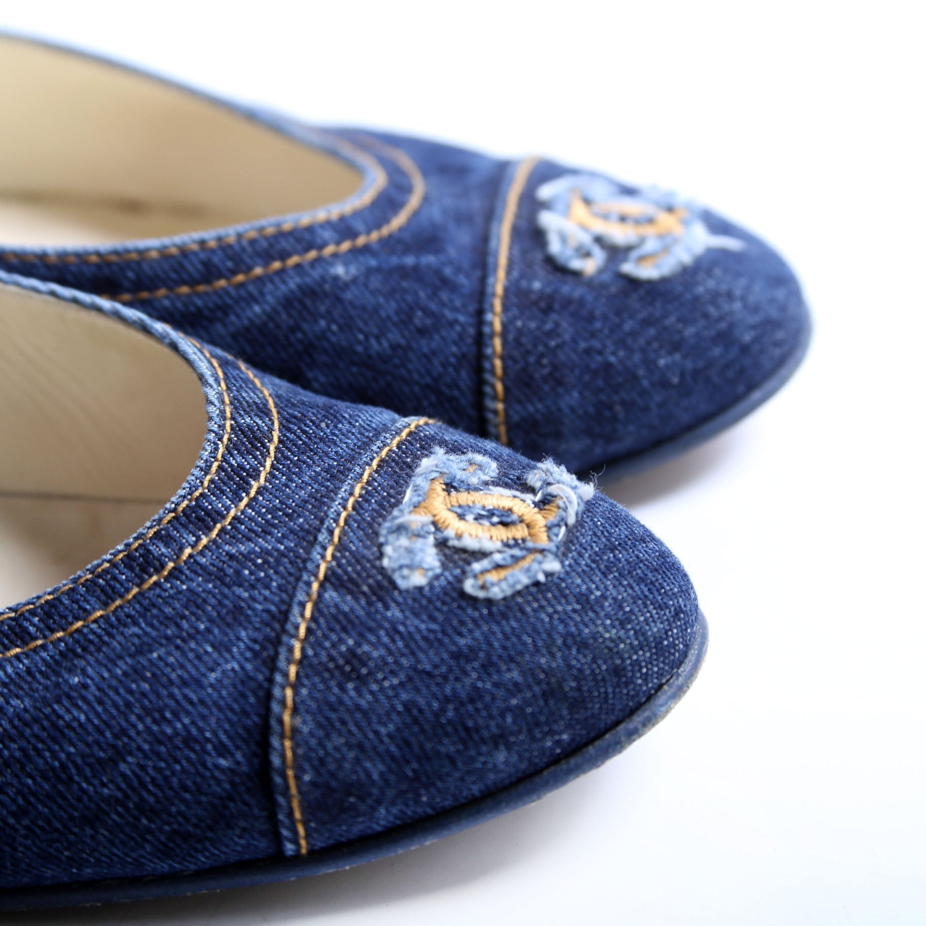 Cap Toe Ballet Flats Size 42 Denim