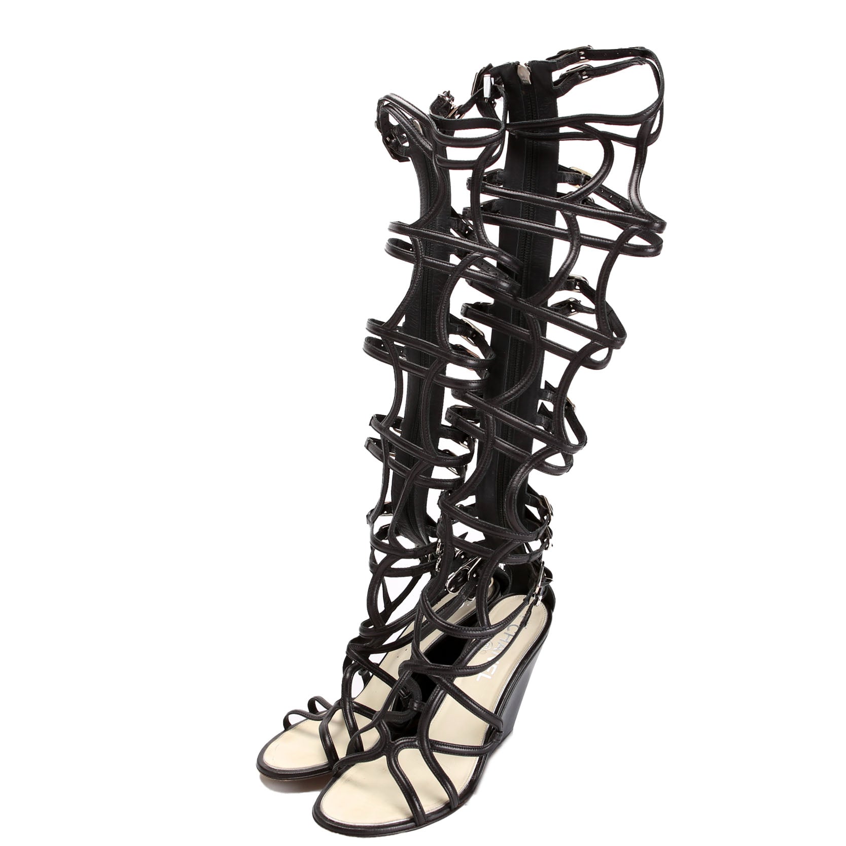 Gladiator Wedge Sandals Size 37.5 Black
