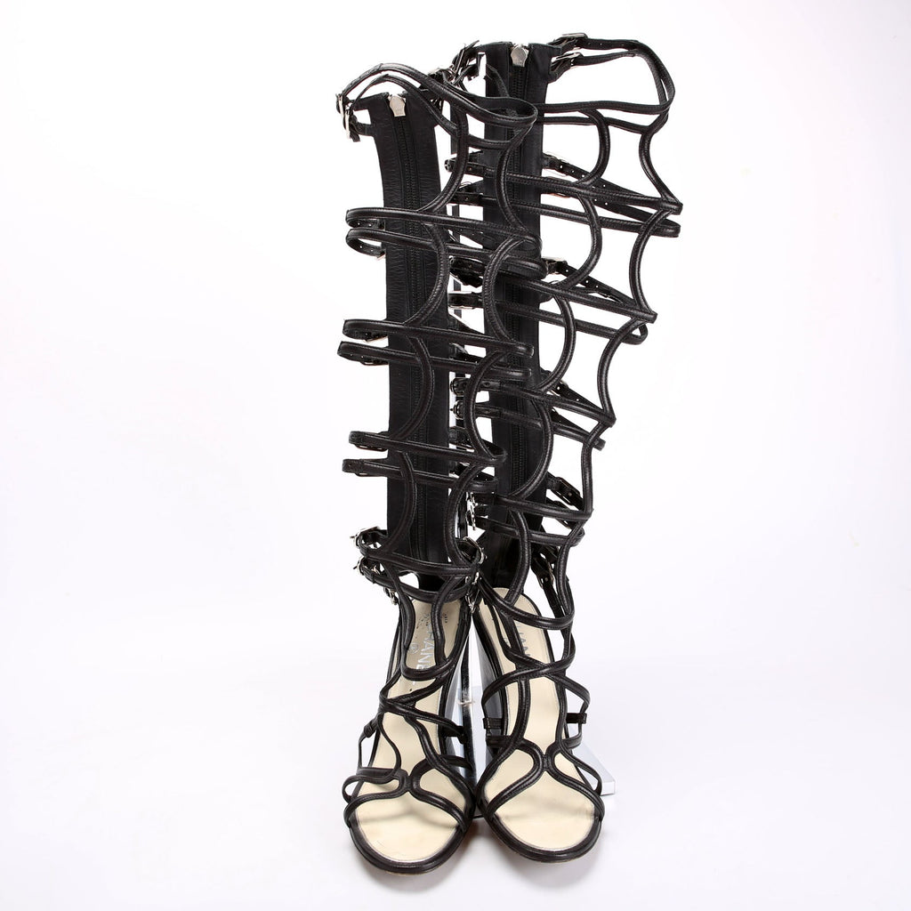 Gladiator Wedge Sandals Size 37.5 Black