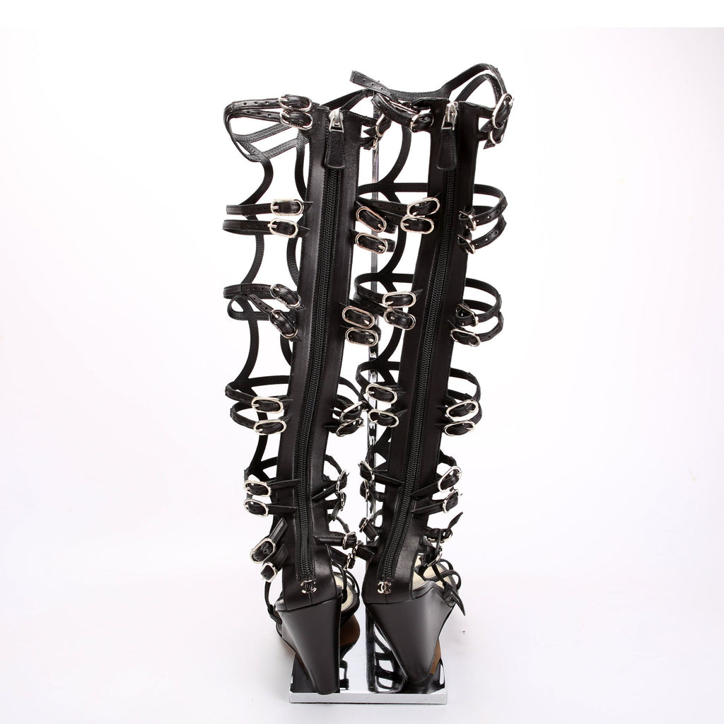 Gladiator Wedge Sandals Size 37.5 Black