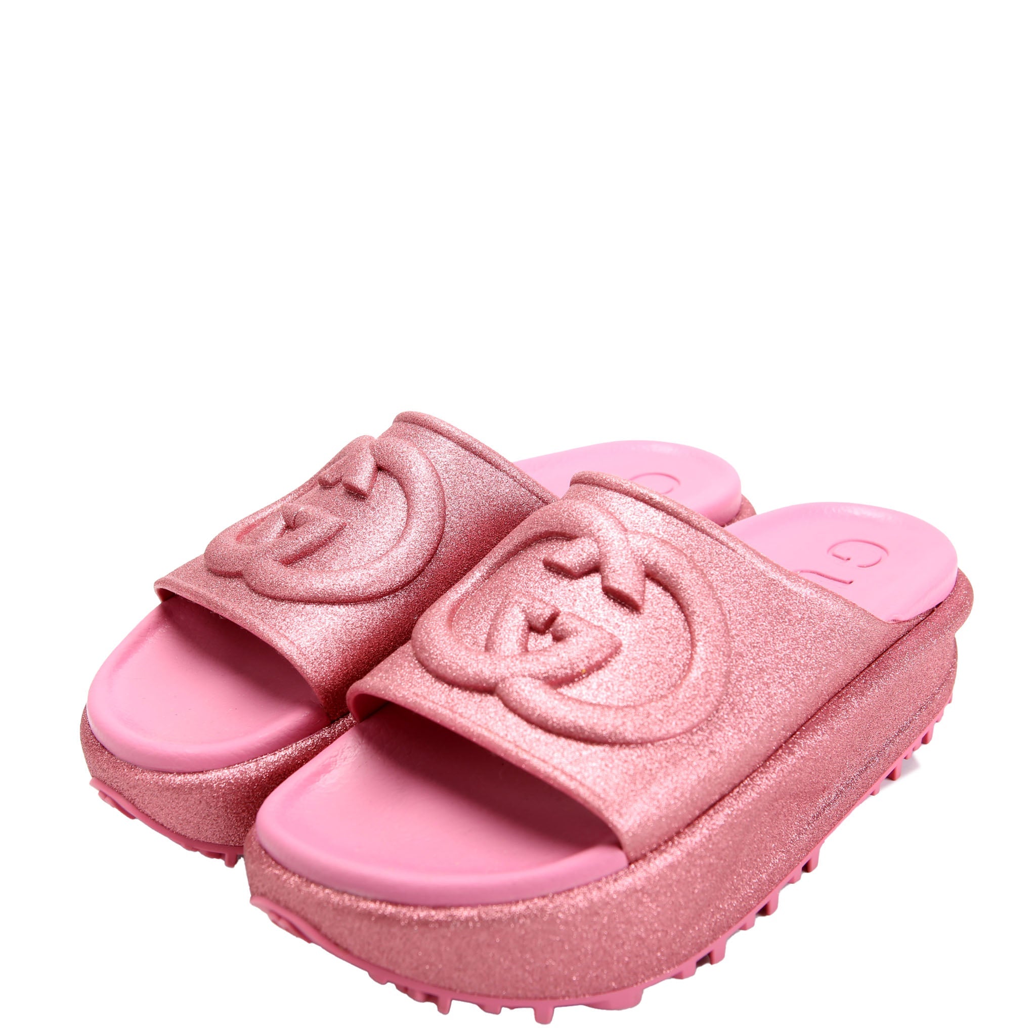 Interlocking G Rubber Platform Slides Size 37 Pink