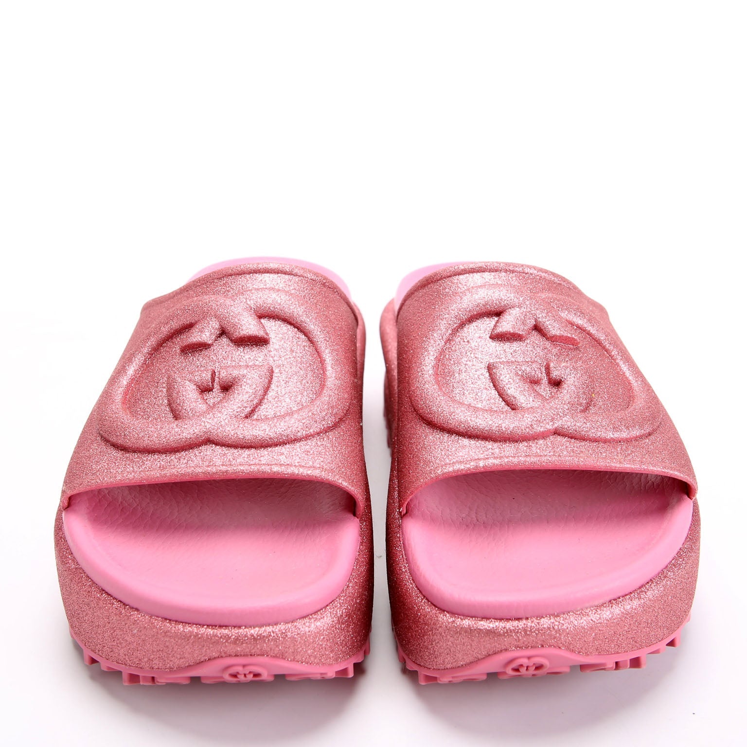 Interlocking G Rubber Platform Slides Size 37 Pink