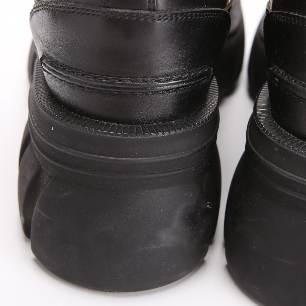 Gucci Web Accent Leather Lace Up Boots Size 37