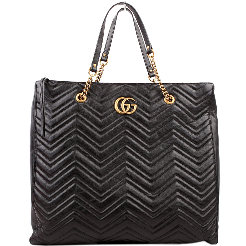 524576 GG Marmont Zip Tote Large Black