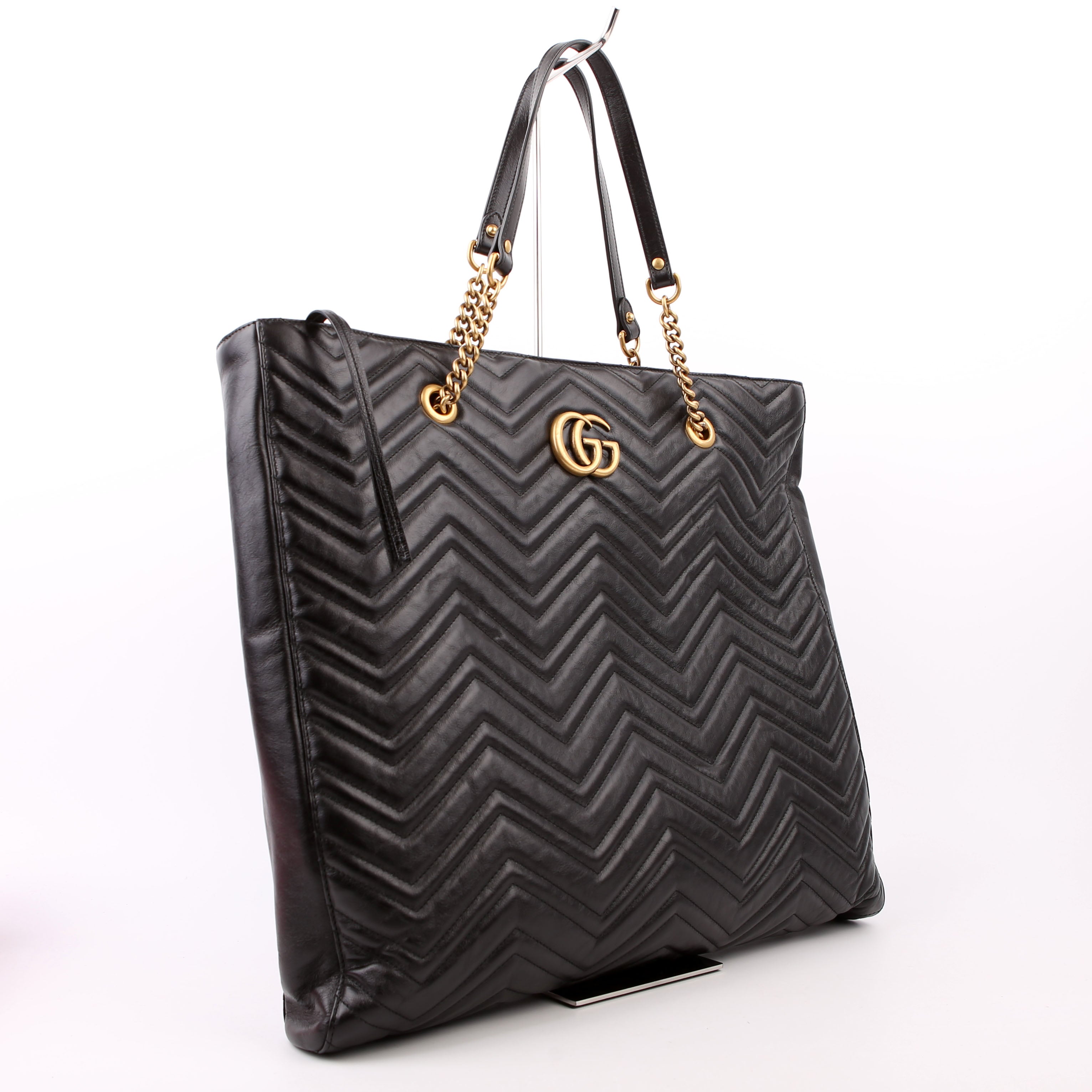 524576 GG Marmont Zip Tote Large Black
