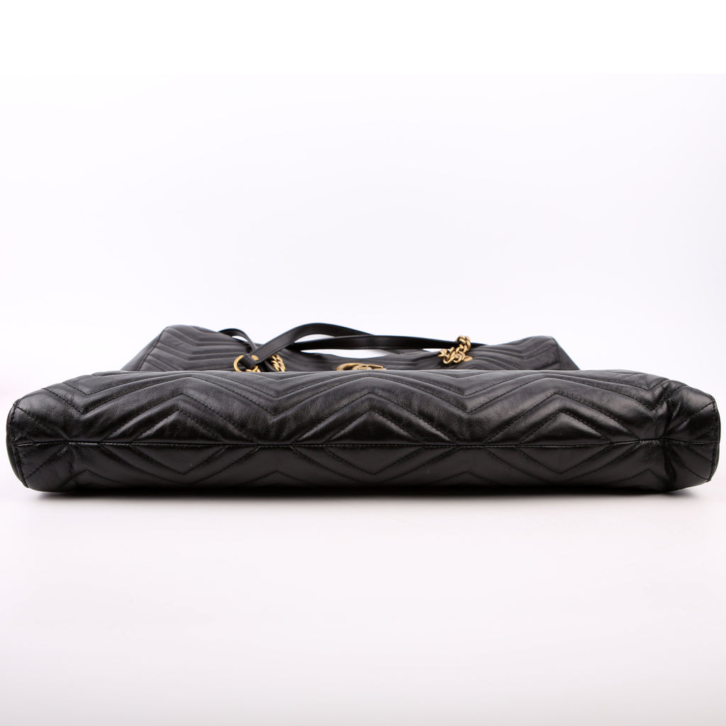 524576 GG Marmont Zip Tote Large Black