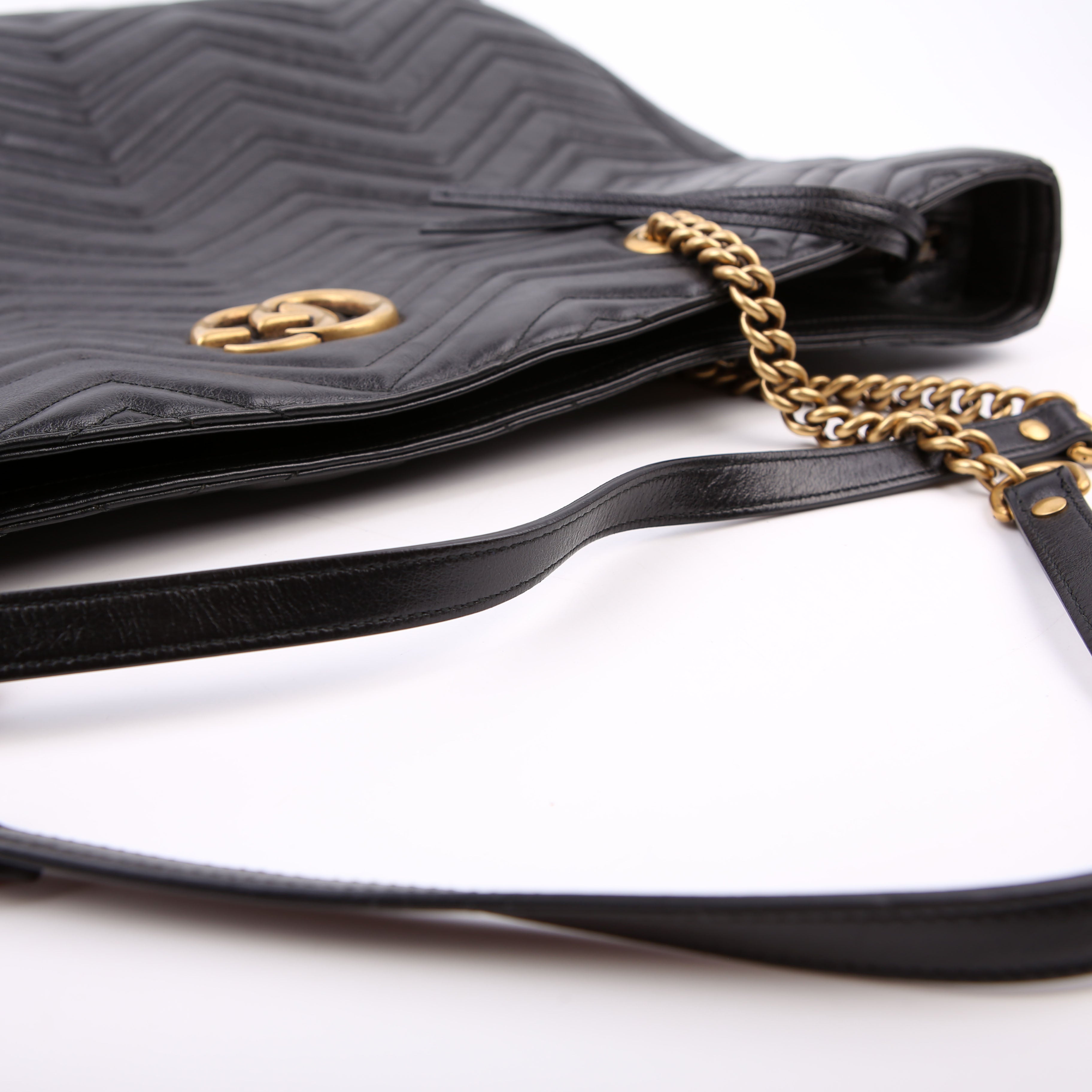 524576 GG Marmont Zip Tote Large Black