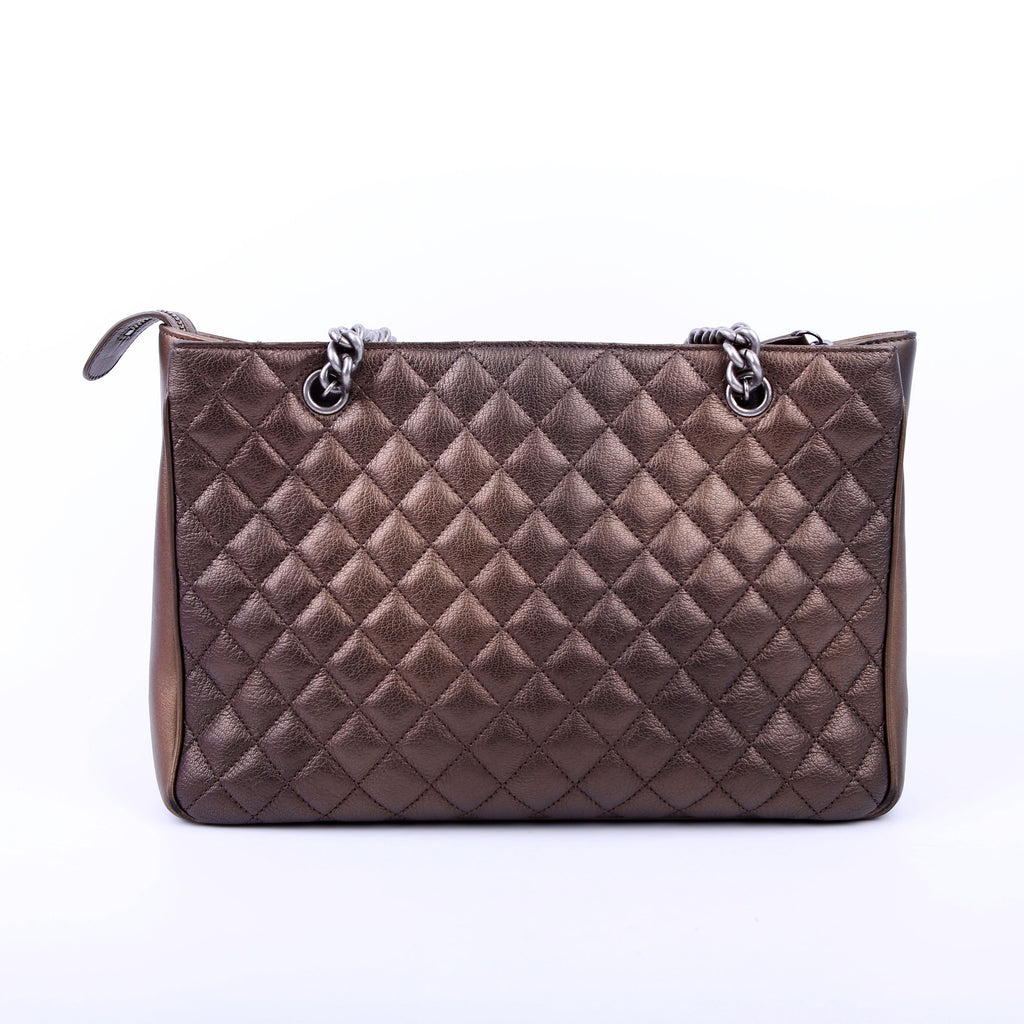 Rock in Rome Quilted Caviar Tote 23M Bronze