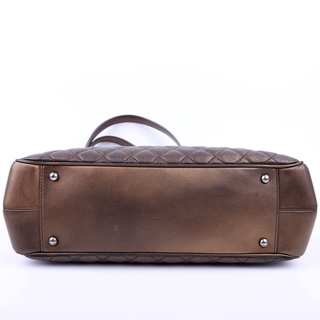 Rock in Rome Quilted Caviar Tote 23M Bronze