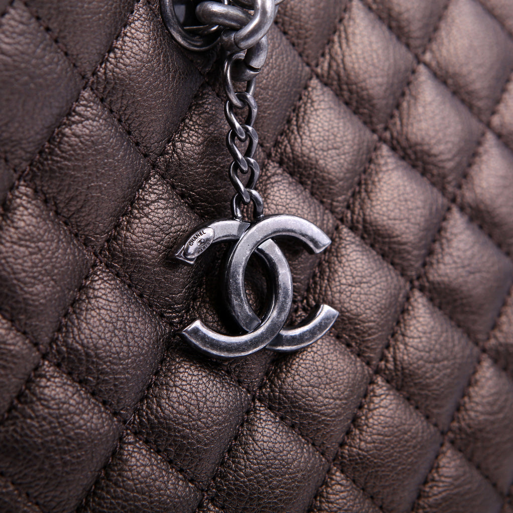 Rock in Rome Quilted Caviar Tote 23M Bronze
