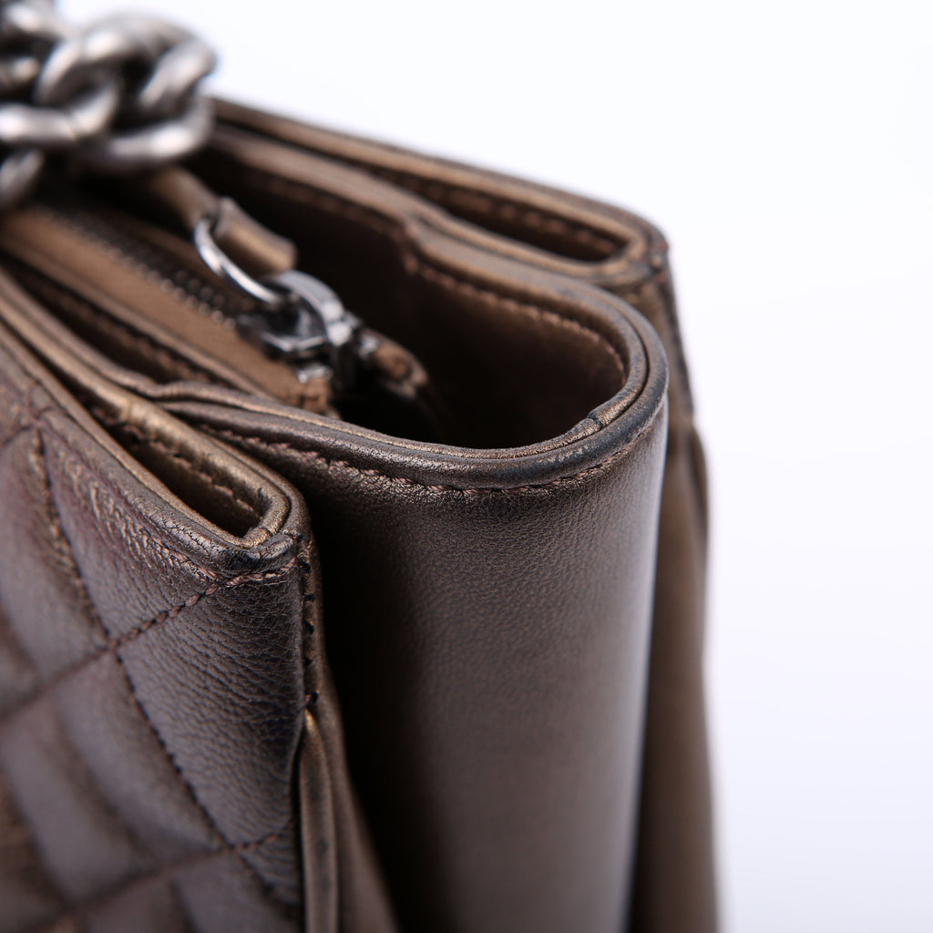 Rock in Rome Quilted Caviar Tote 23M Bronze