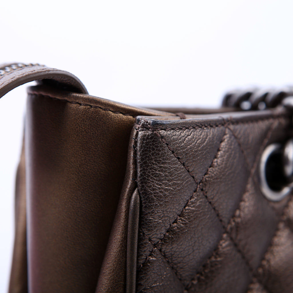 Rock in Rome Quilted Caviar Tote 23M Bronze