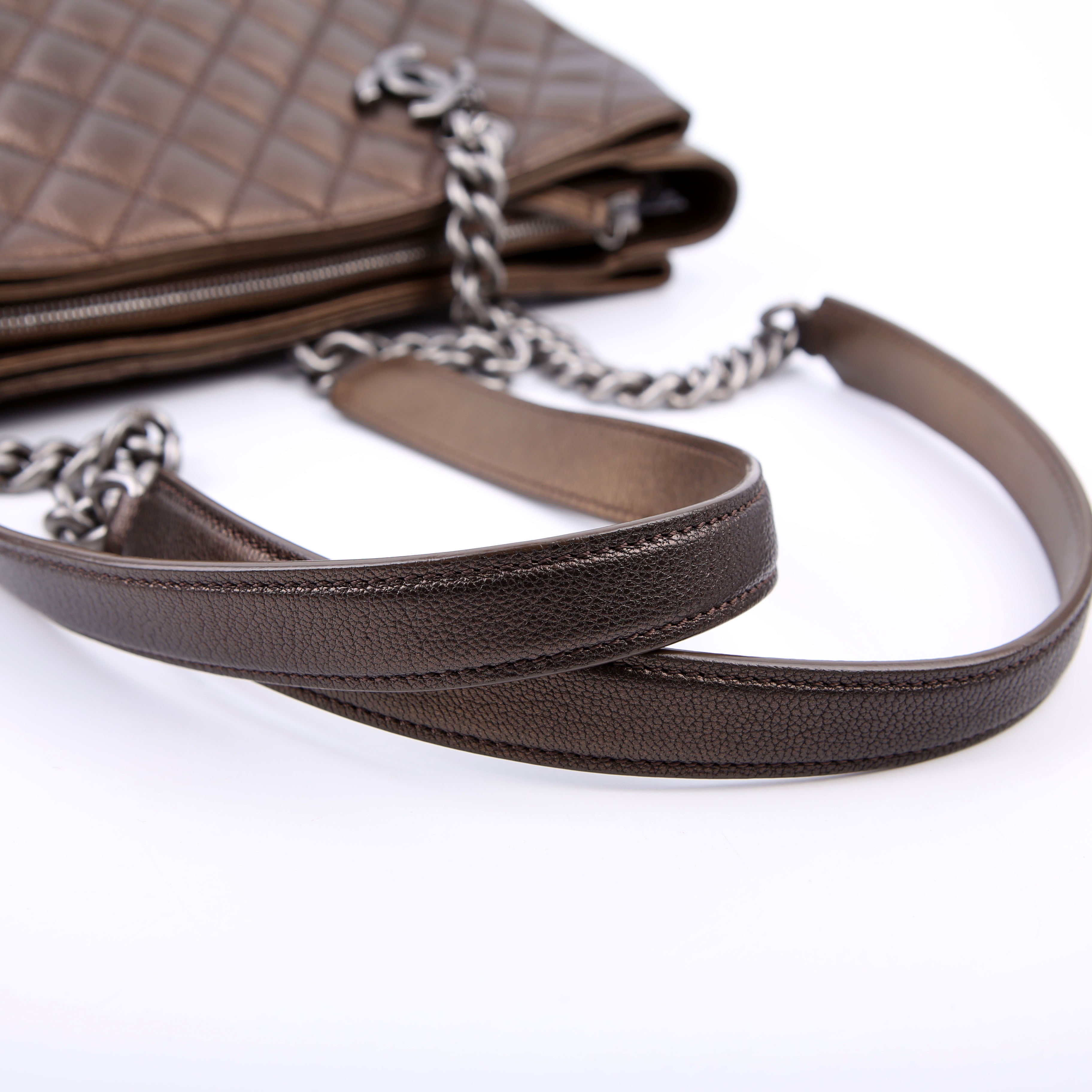 Rock in Rome Quilted Caviar Tote 23M Bronze