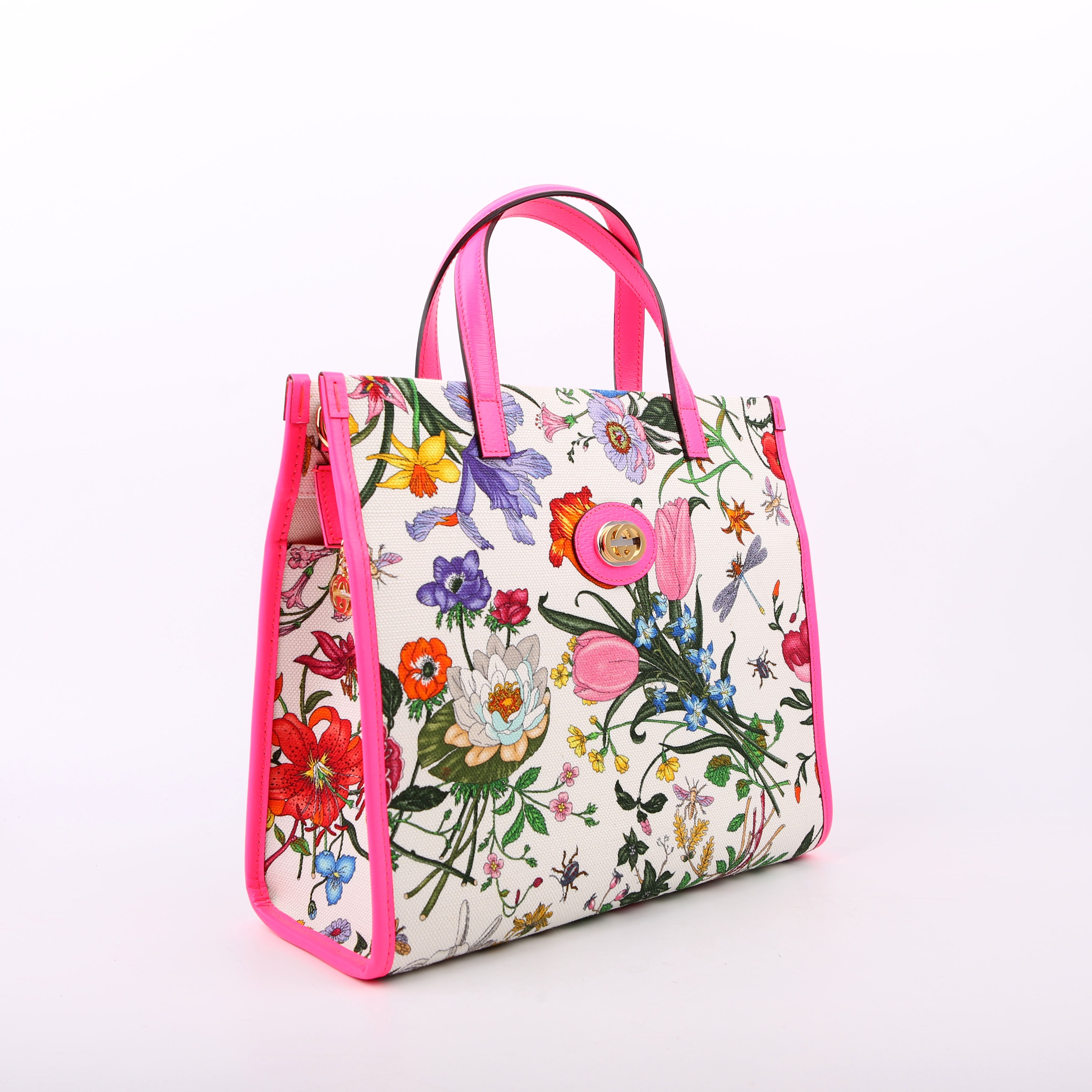 550141 Canvas Flora Tote Medium Pink