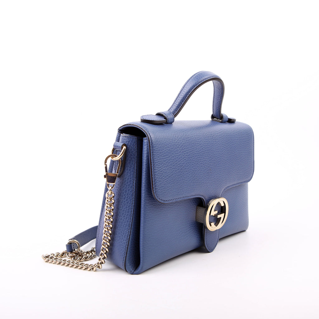 Gucci 510302 Medium Interlocking Satchel Blue