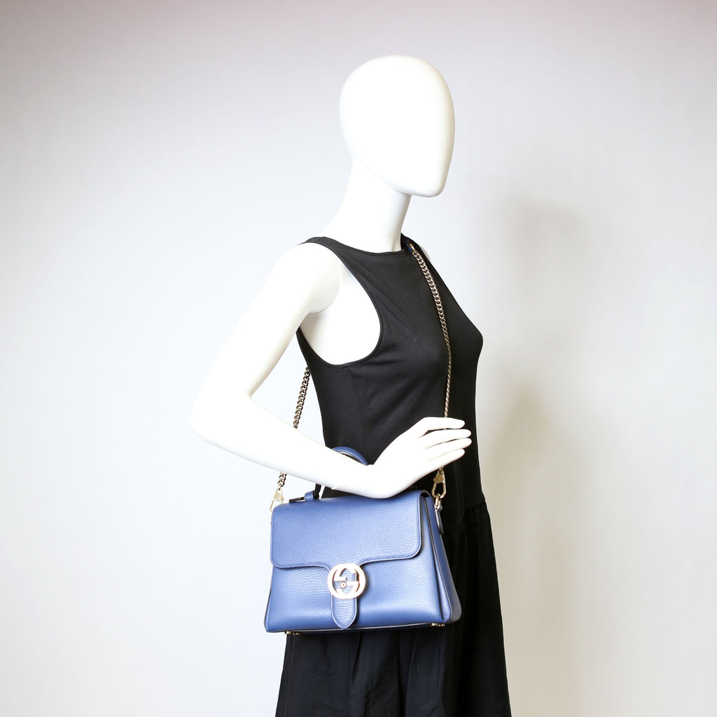 Gucci 510302 Medium Interlocking Satchel Blue
