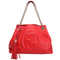 308982 Soho Leather Shoulder Medium Red
