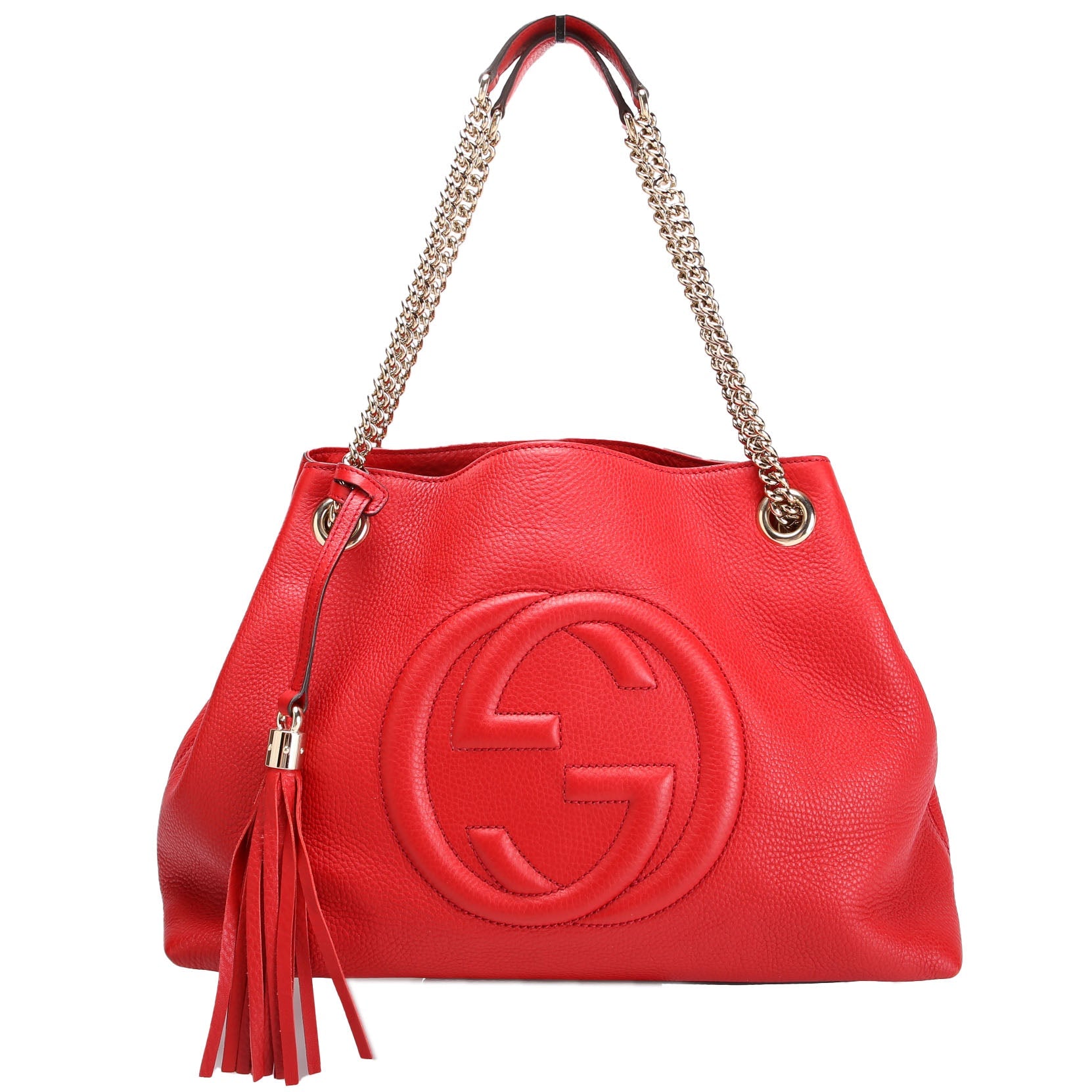308982 Soho Leather Shoulder Medium Red