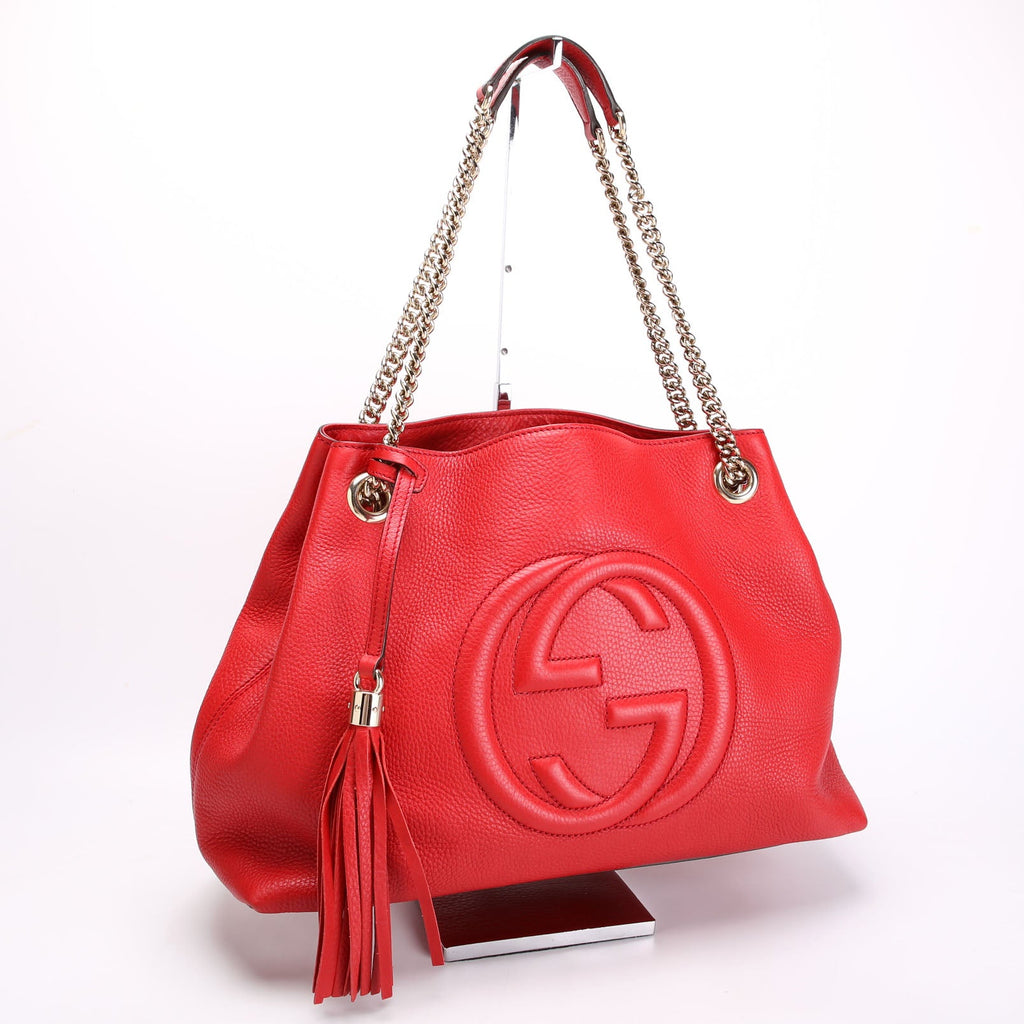 308982 Soho Leather Shoulder Medium Red
