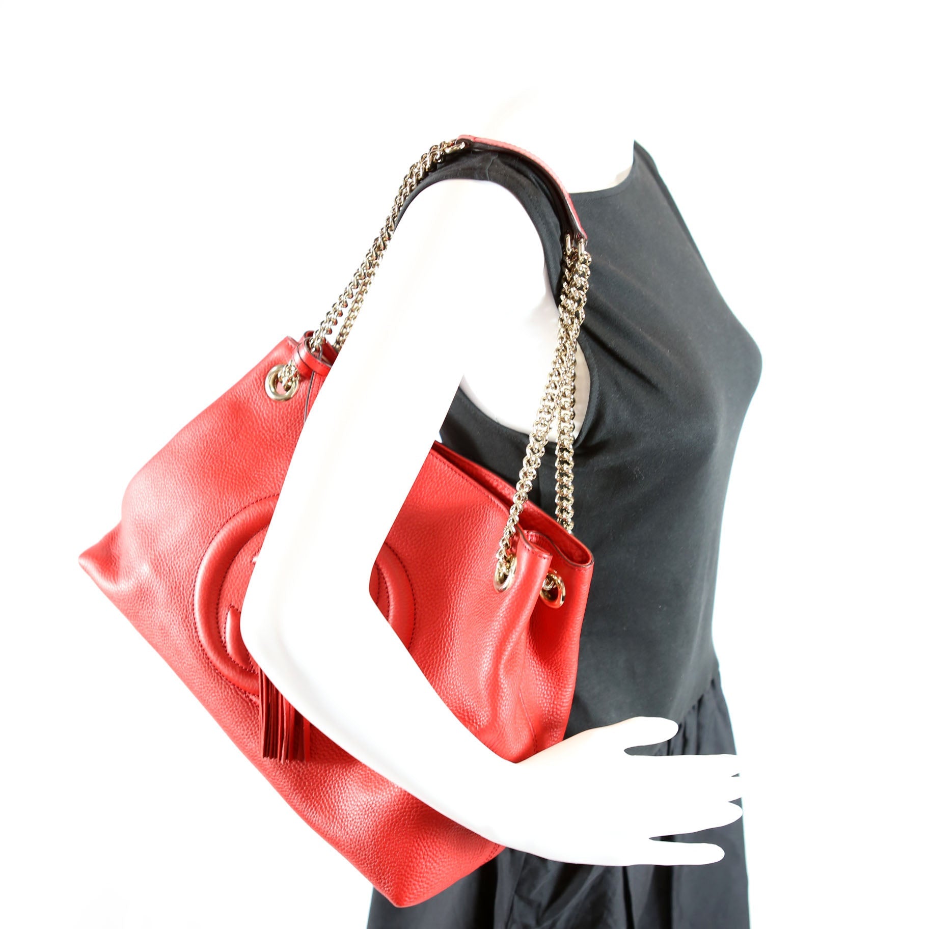 308982 Soho Leather Shoulder Medium Red