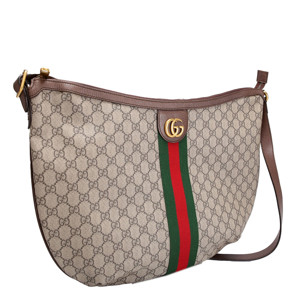 547939 Ophidia GG Supreme Half Moon Hobo Large Brown