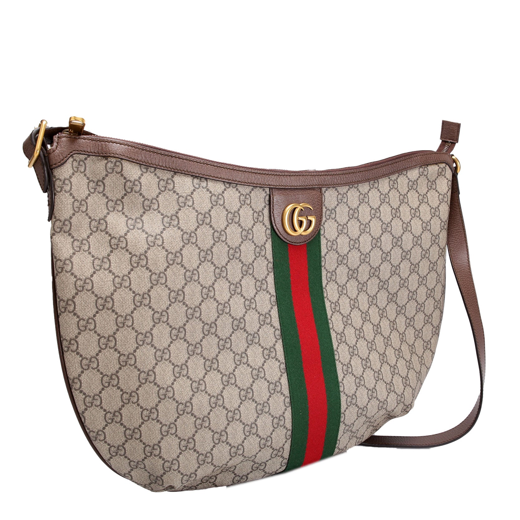 547939 Ophidia GG Supreme Half Moon Hobo Large Brown