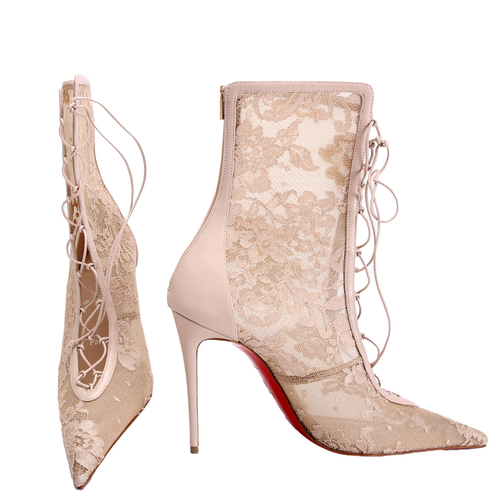 KM Lace Ankle Booties 100 MM Size 39 Taupe