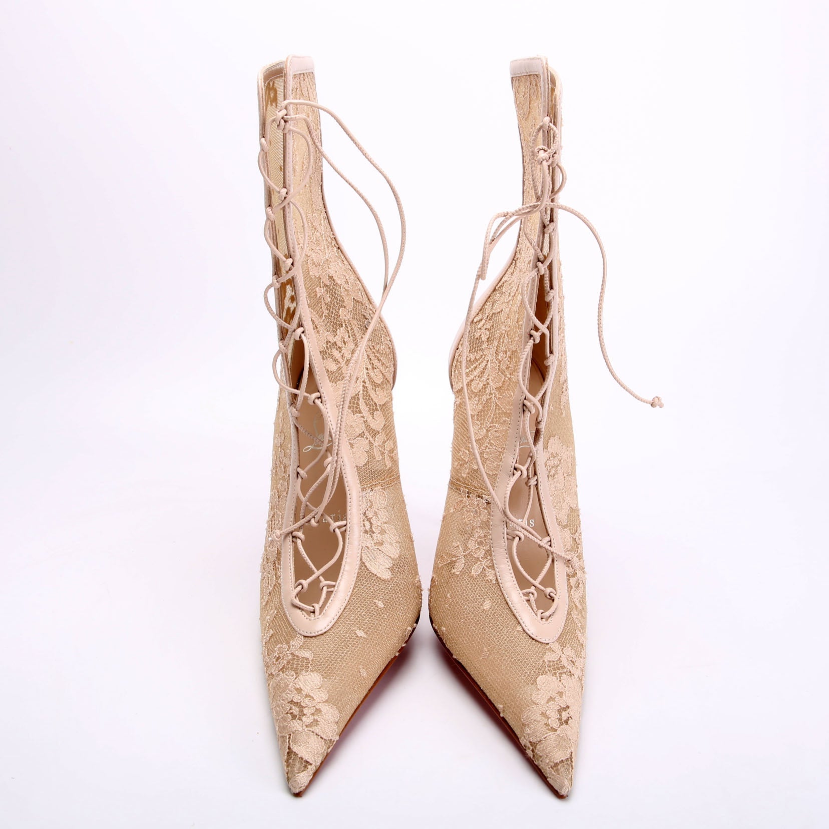 KM Lace Ankle Booties 100 MM Size 39 Taupe