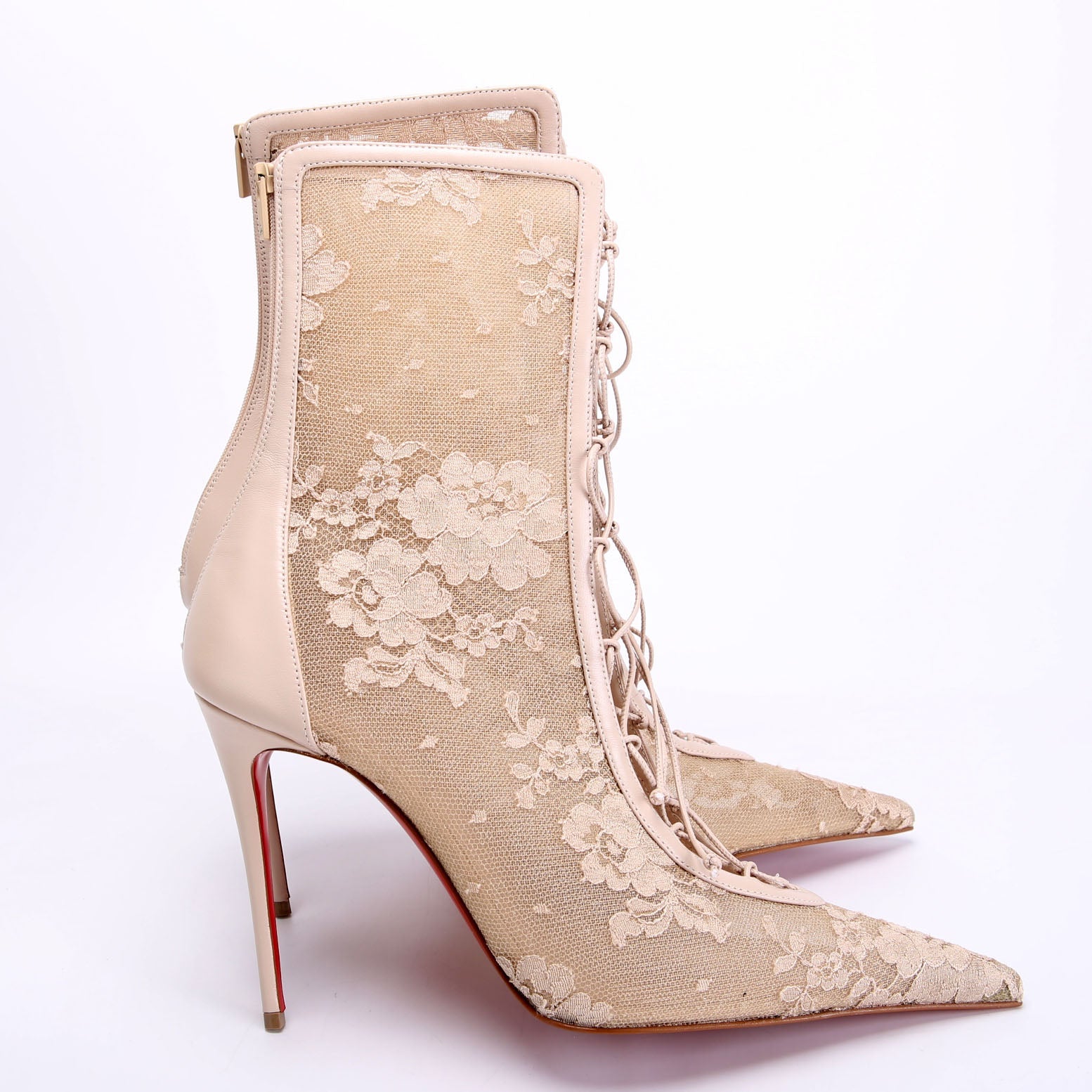 KM Lace Ankle Booties 100 MM Size 39 Taupe