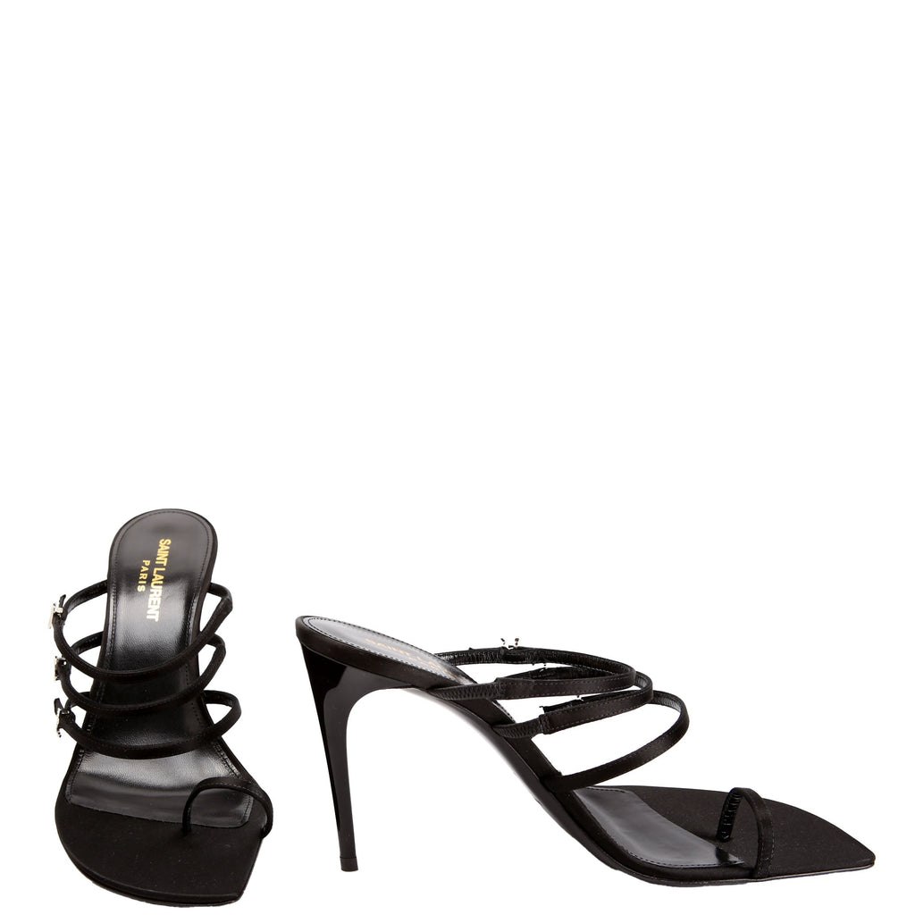 Jerry Satin Sandals Size 39.5 Black