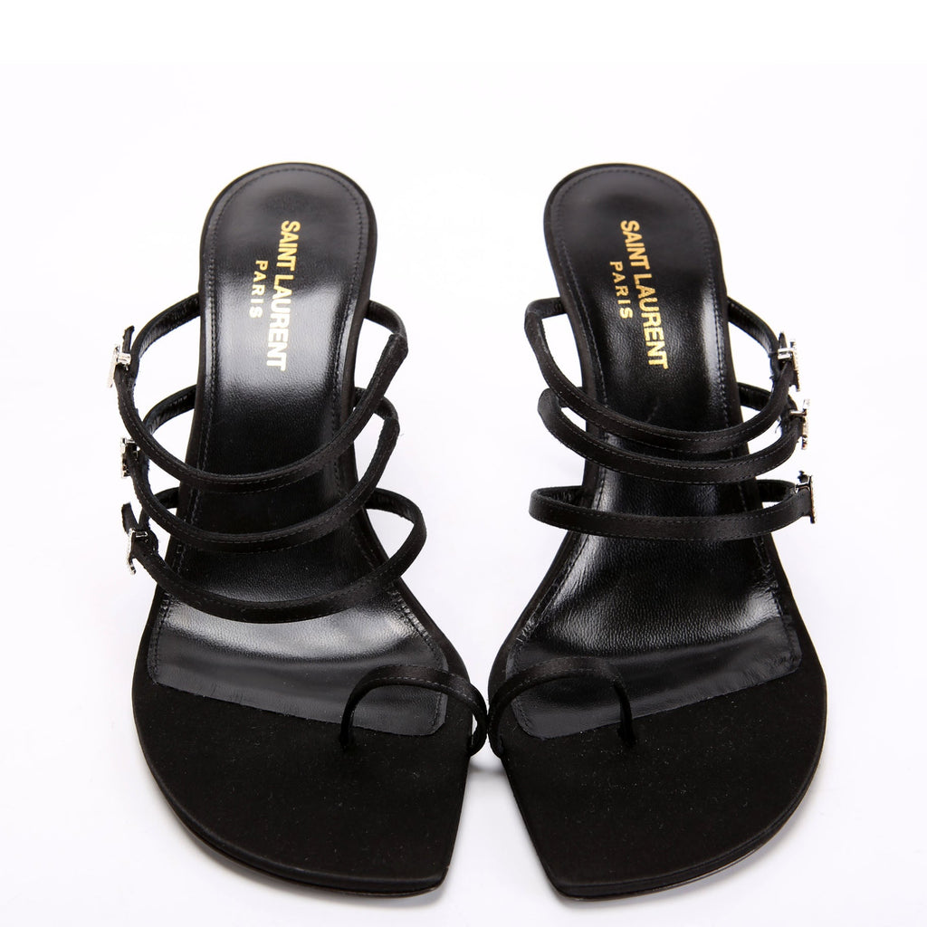 Jerry Satin Sandals Size 39.5 Black