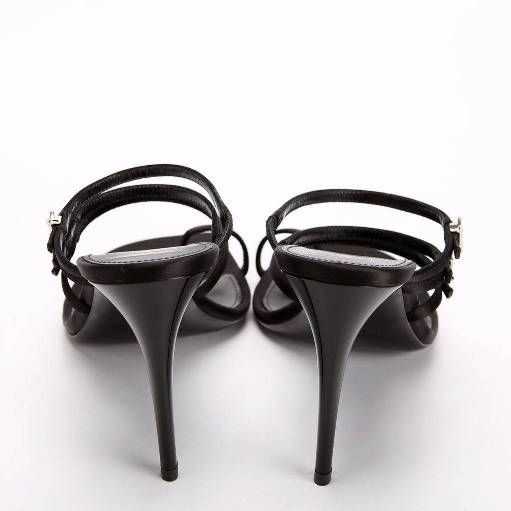 Jerry Satin Sandals Size 39.5 Black
