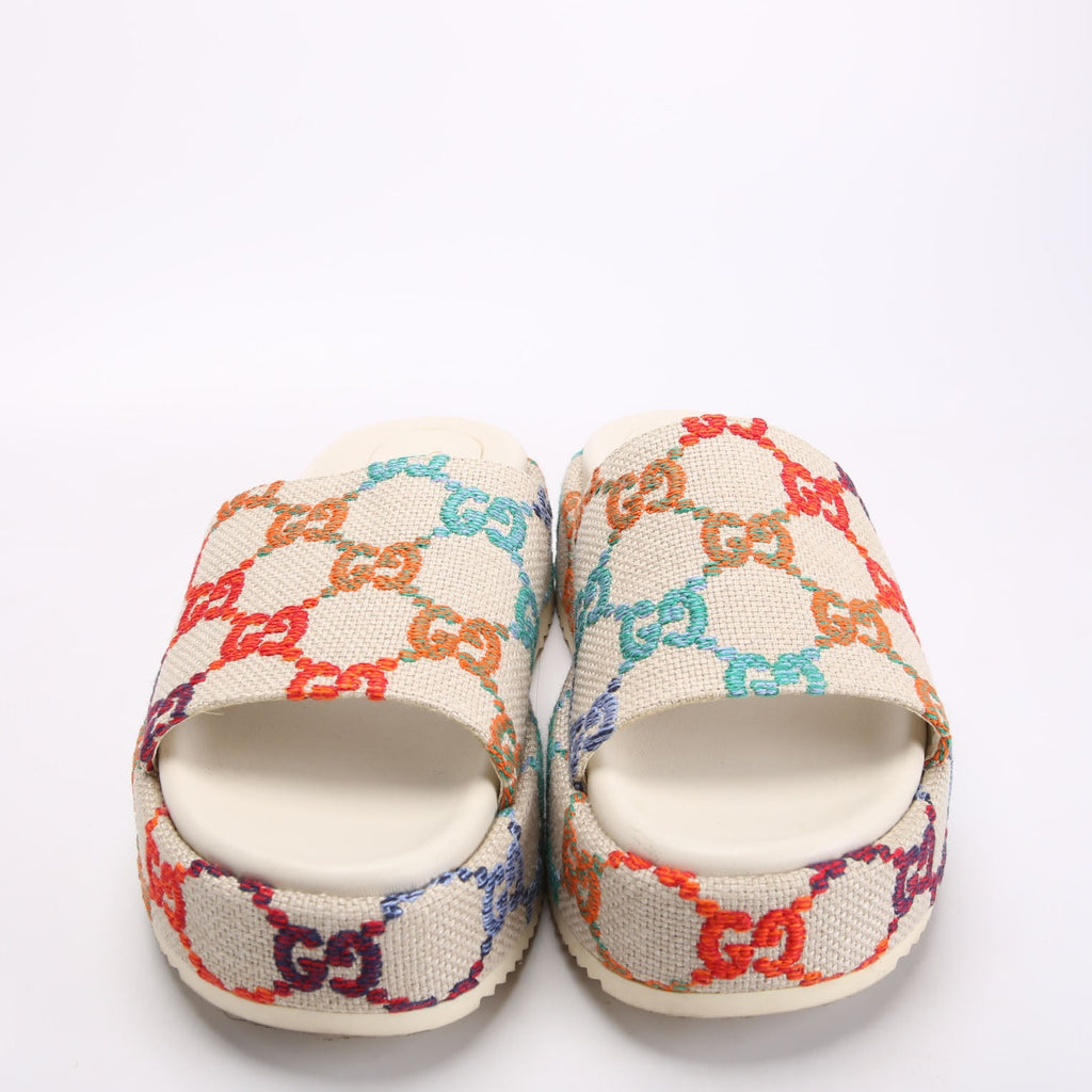 GG Canvas Platform Slides Size 41 White/Multicolor