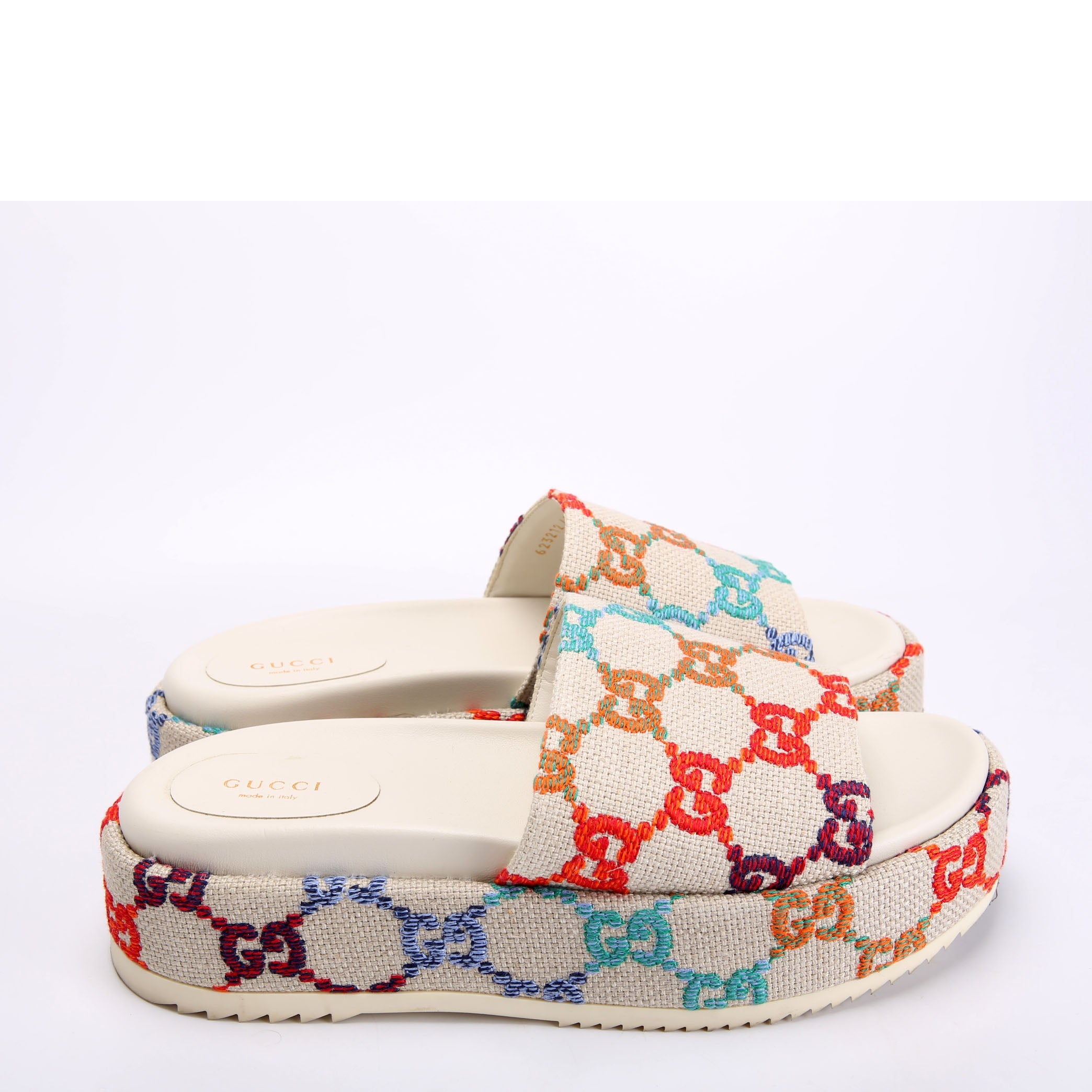 GG Canvas Platform Slides Size 41 White/Multicolor