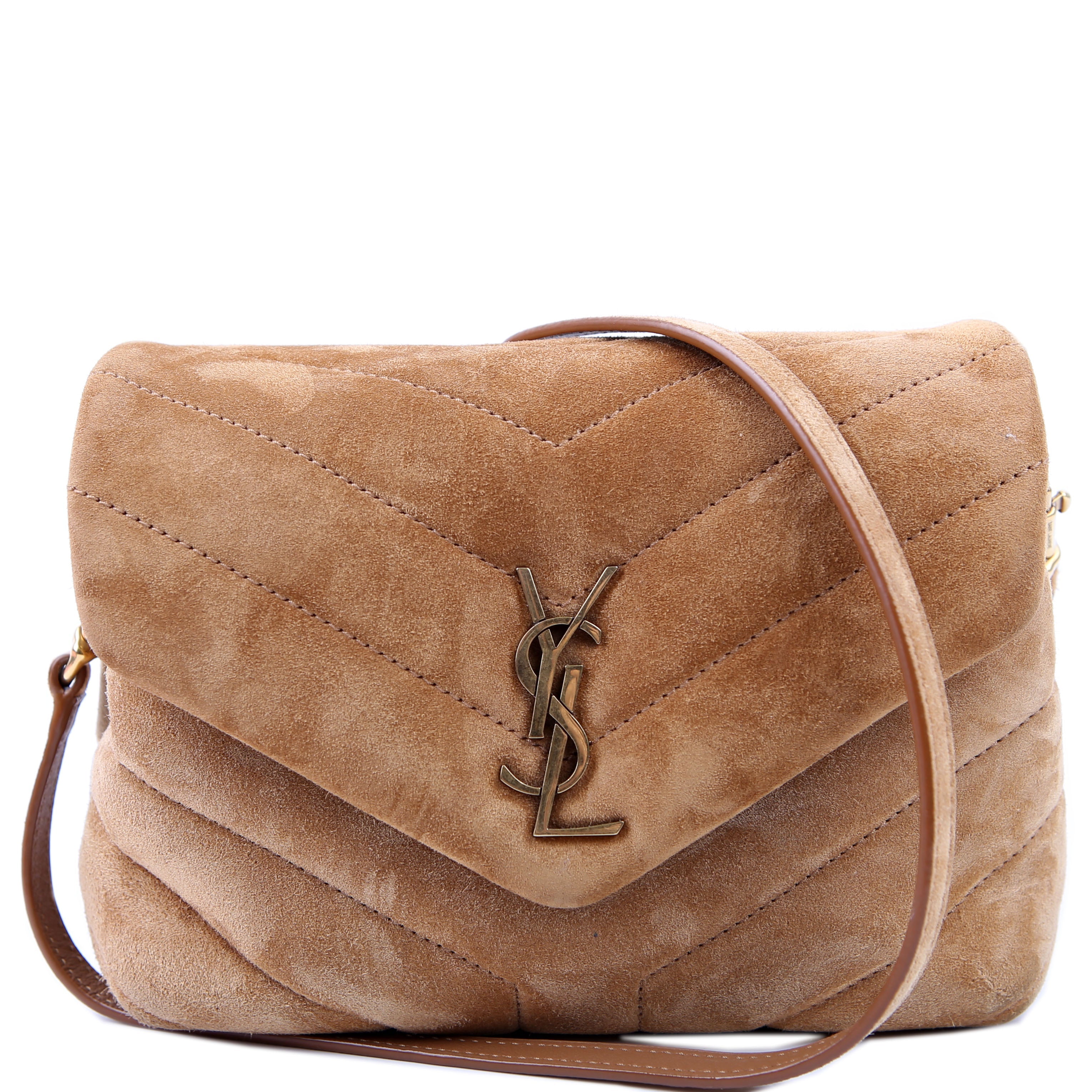 SAINT LAURENT Loulou Suede Satchel Toy Crossbody 678401 Brown