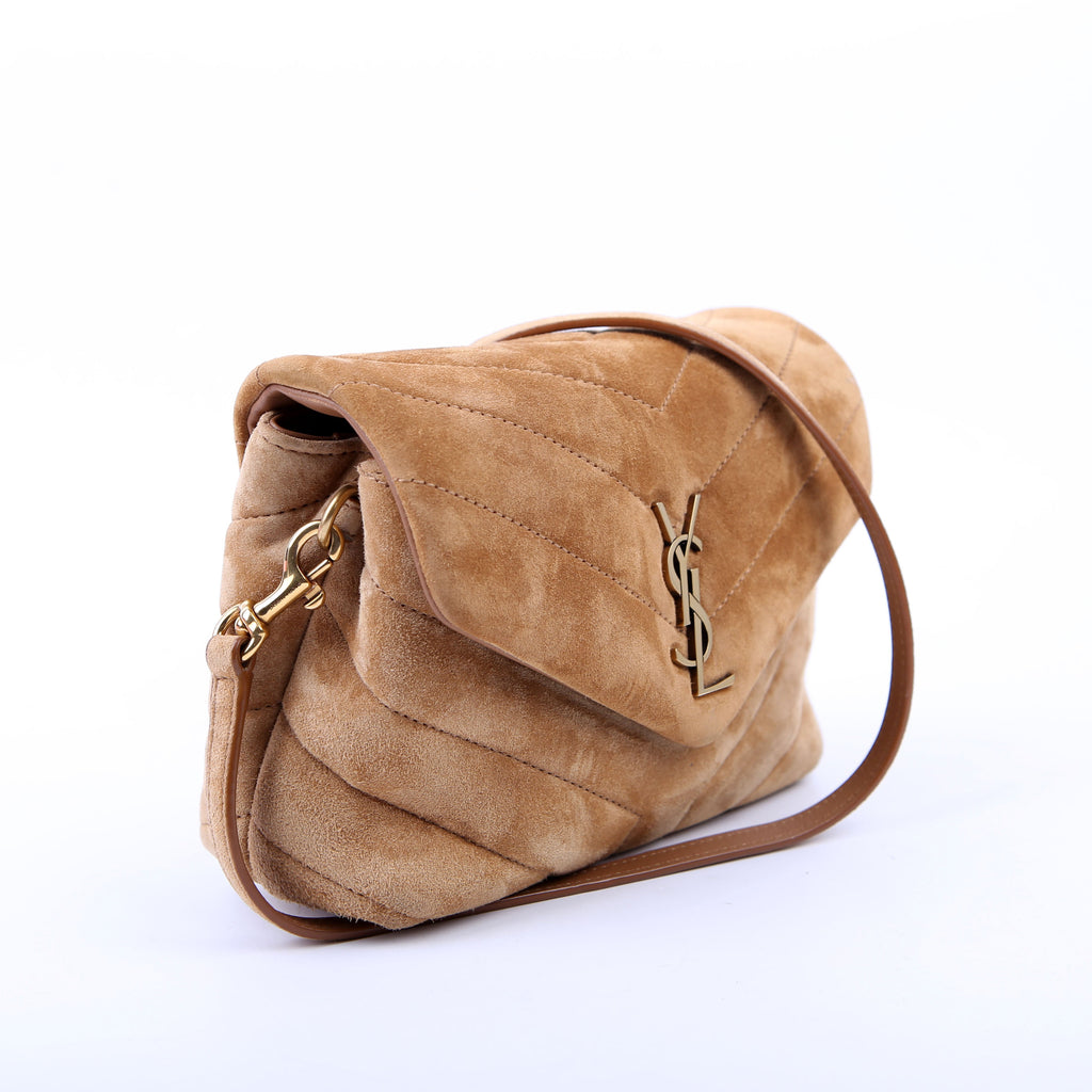 SAINT LAURENT Loulou Suede Satchel Toy Crossbody 678401 Brown