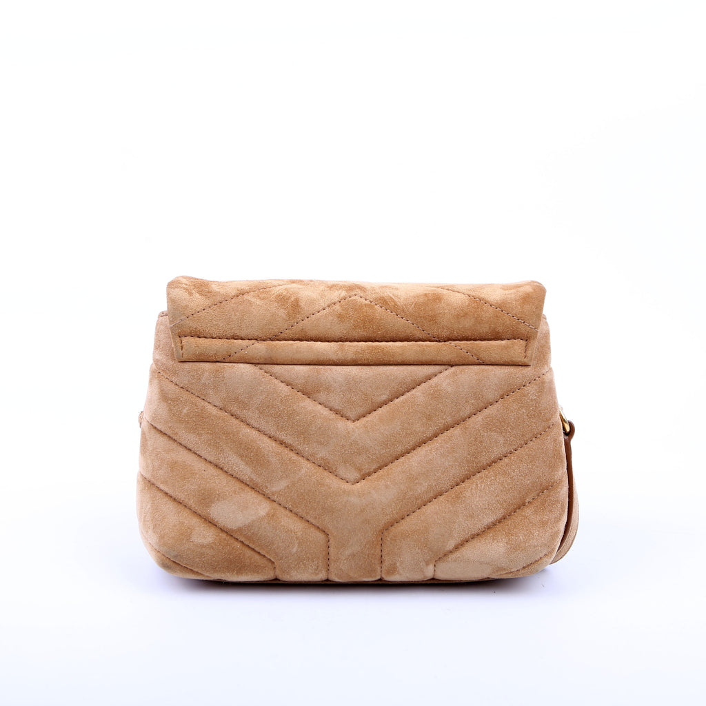 SAINT LAURENT Loulou Suede Satchel Toy Crossbody 678401 Brown