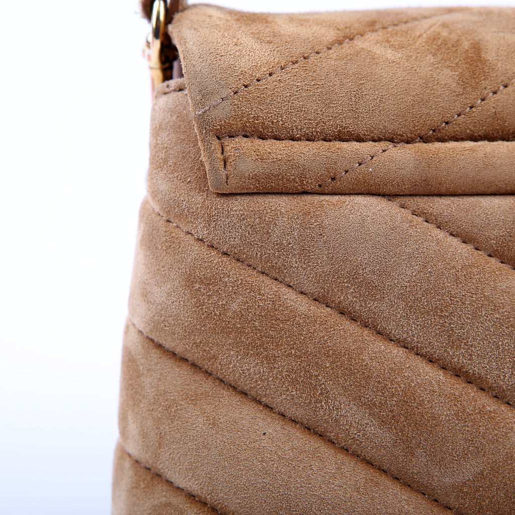 SAINT LAURENT Loulou Suede Satchel Toy Crossbody 678401 Brown