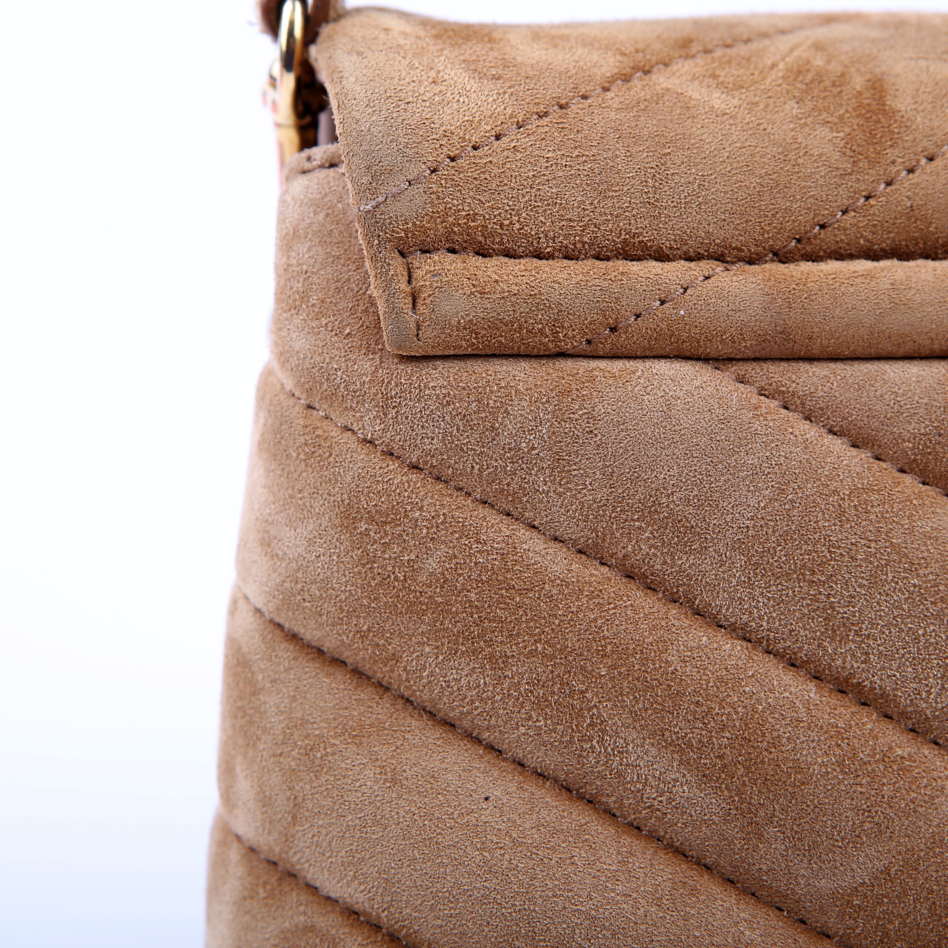 SAINT LAURENT Loulou Suede Satchel Toy Crossbody 678401 Brown